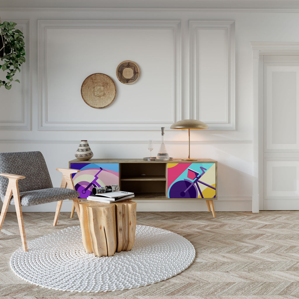 BIKE DREAMS Móvel de TV com 2 Portas em Efeito Carvalho