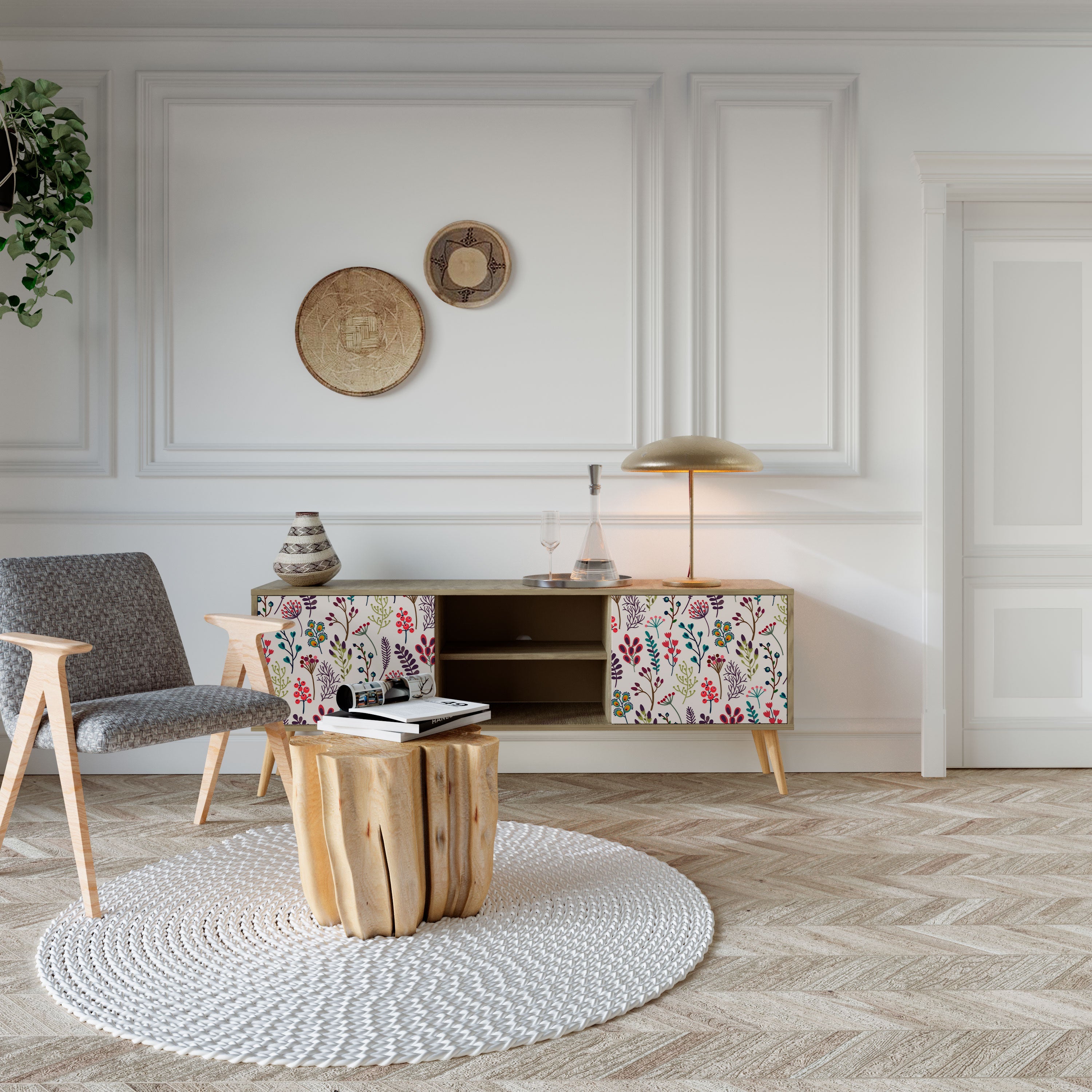 AUTUMN SUNDRIES Móvel de TV com 2 Portas em Efeito Carvalho