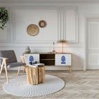 POLISH FOLK ART Móvel de TV com 2 Portas em Efeito Carvalho