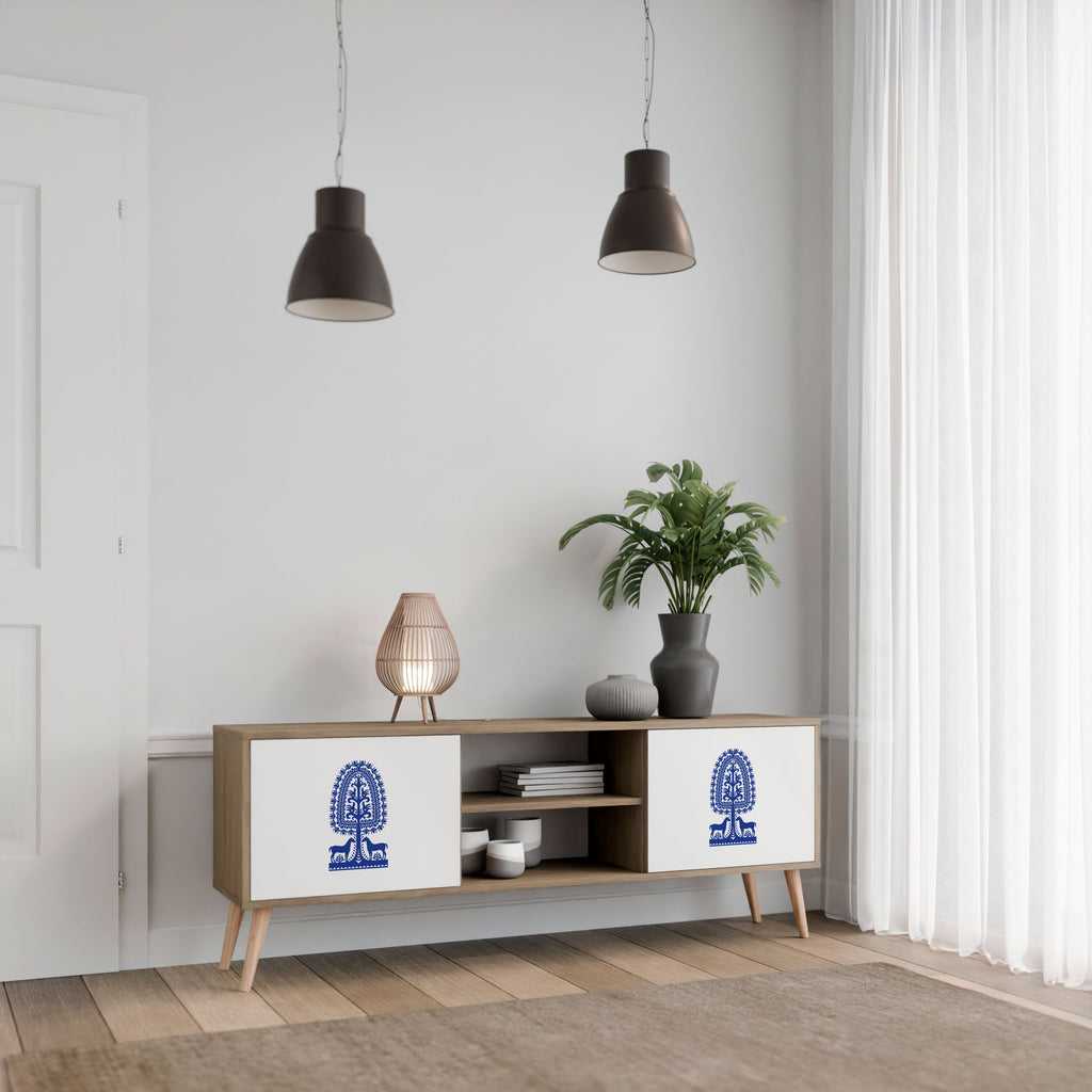 POLISH FOLK ART Móvel de TV com 2 Portas em Efeito Carvalho