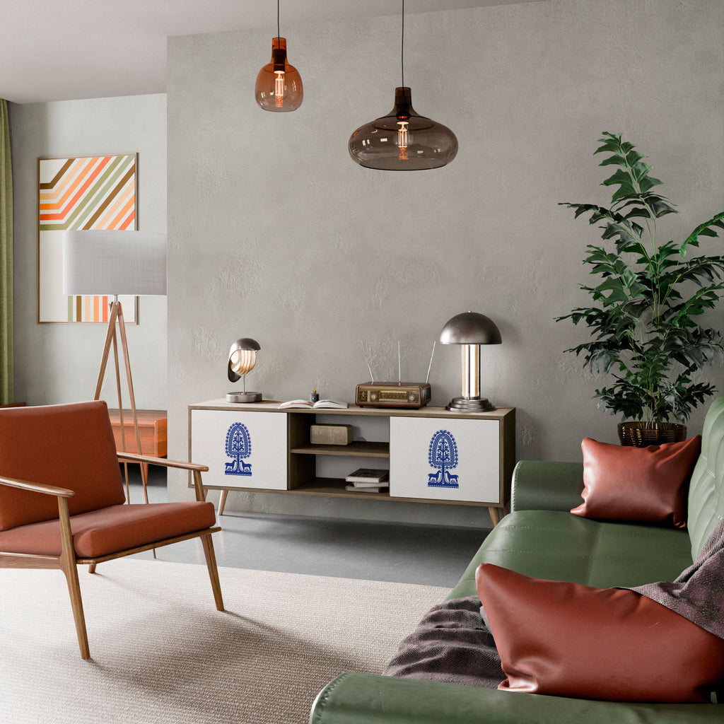 POLISH FOLK ART Móvel de TV com 2 Portas em Efeito Carvalho