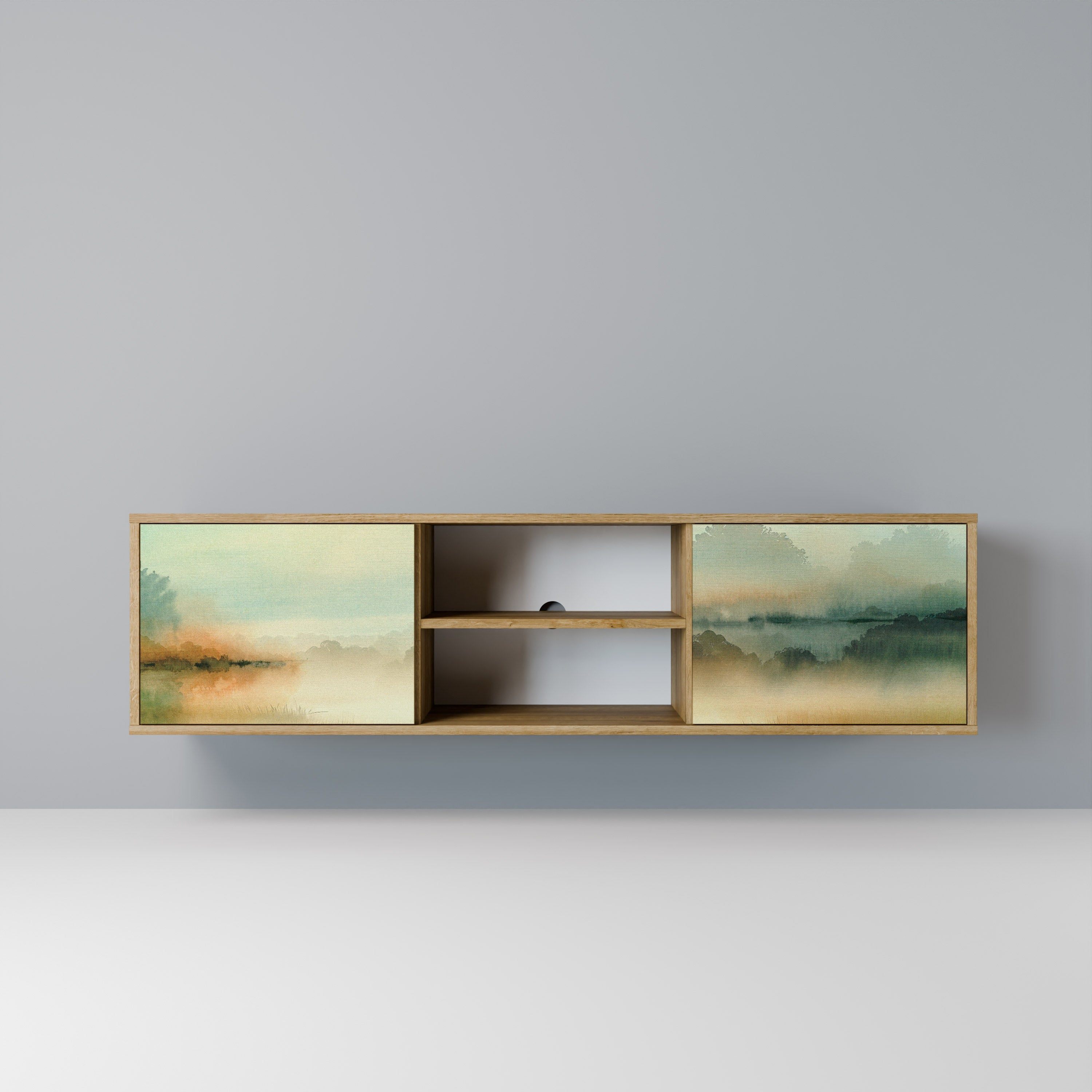 MORNING BY THE LAKE Móvel de TV com 2 Portas em Efeito Carvalho