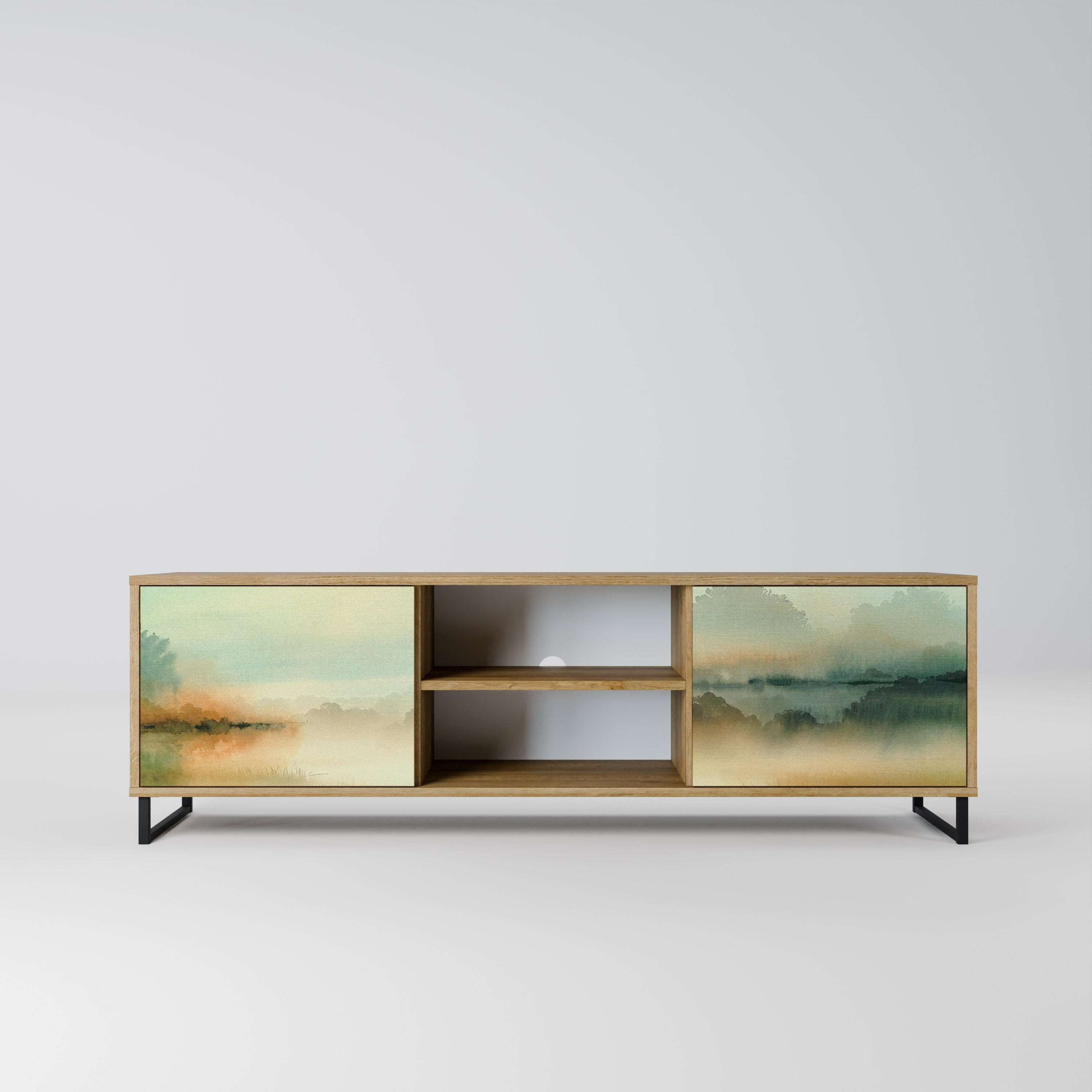 MORNING BY THE LAKE Móvel de TV com 2 Portas em Efeito Carvalho