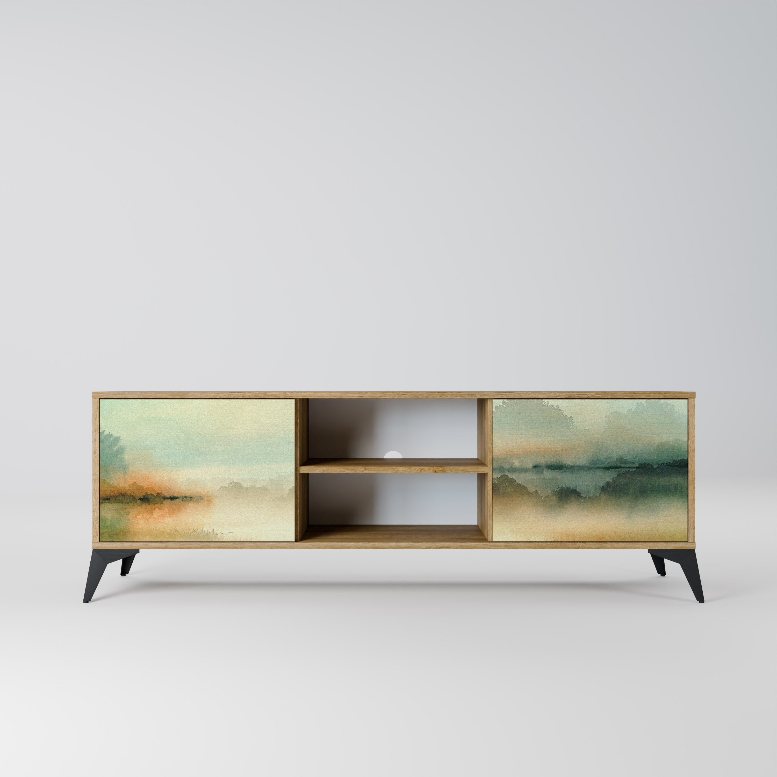 MORNING BY THE LAKE Móvel de TV com 2 Portas em Efeito Carvalho