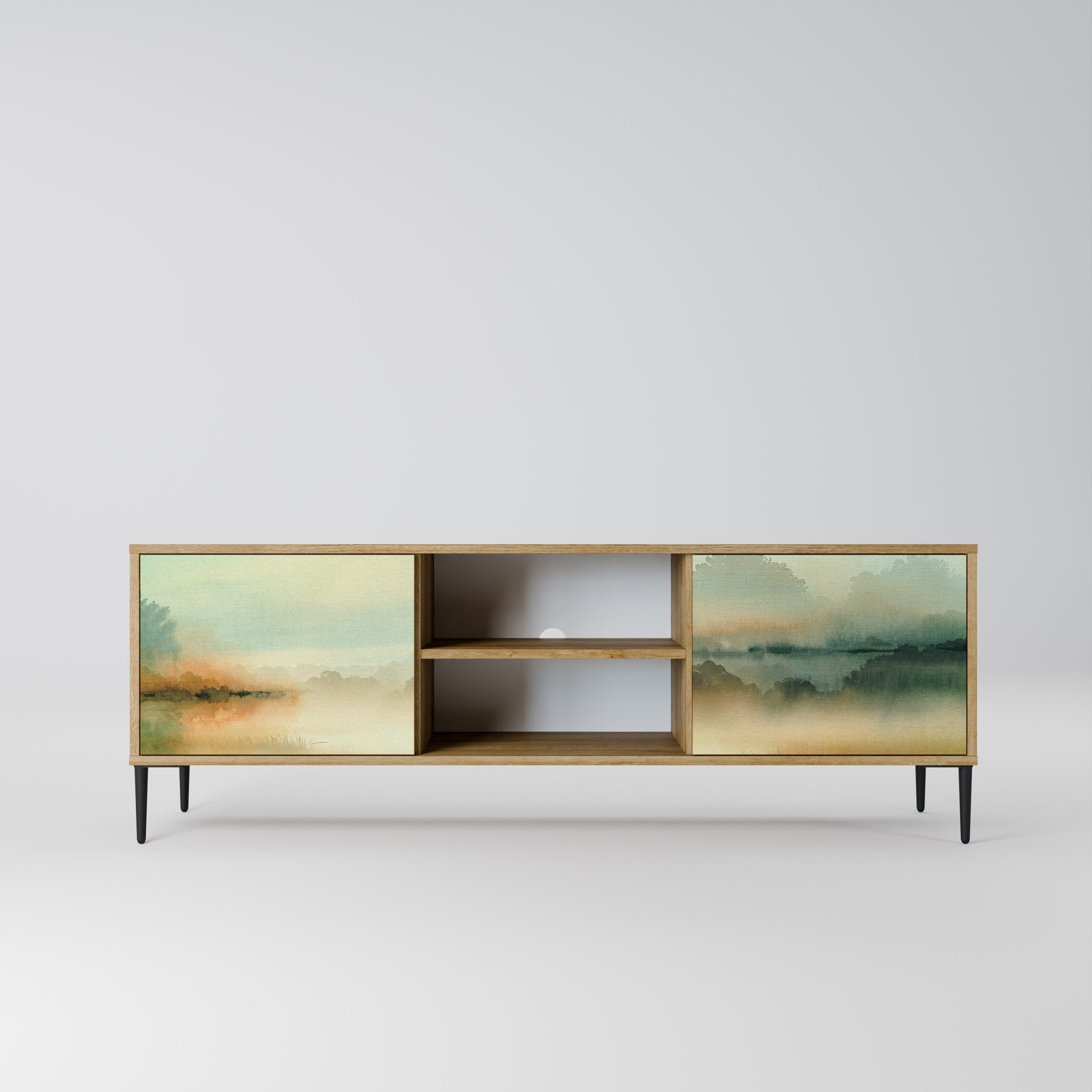 MORNING BY THE LAKE Móvel de TV com 2 Portas em Efeito Carvalho