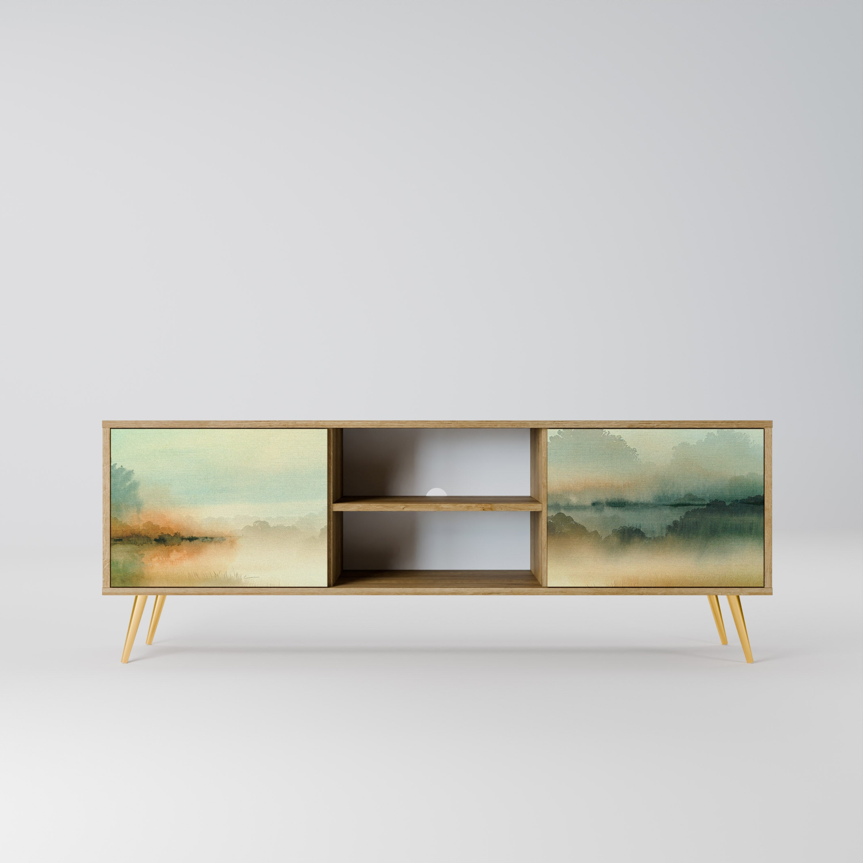 MORNING BY THE LAKE Móvel de TV com 2 Portas em Efeito Carvalho