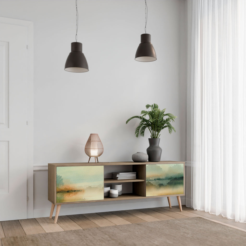 MORNING BY THE LAKE Móvel de TV com 2 Portas em Efeito Carvalho