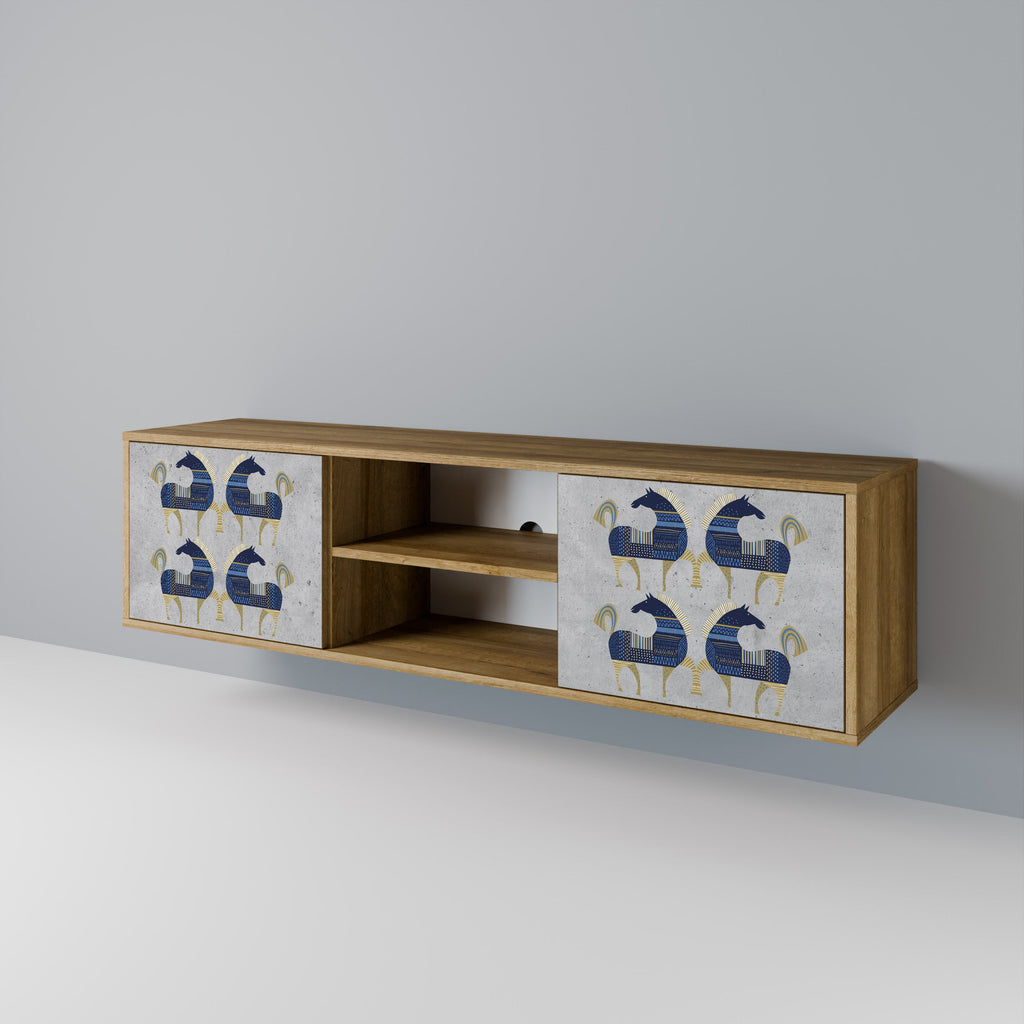 MAJESTIC STEED 2-Door TV Stand in Oak Effect