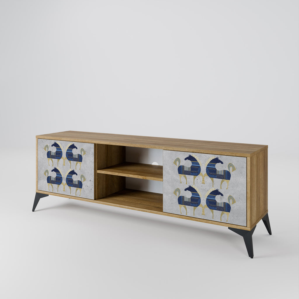 MAJESTIC STEED 2-Door TV Stand in Oak Effect