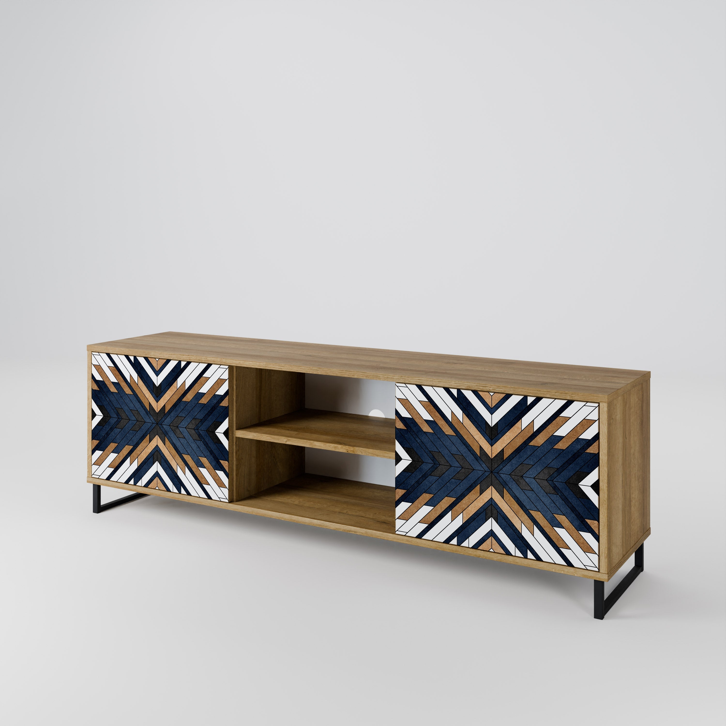 ARTFUL GEOMETRY Móvel de TV com 2 Portas em Efeito Carvalho