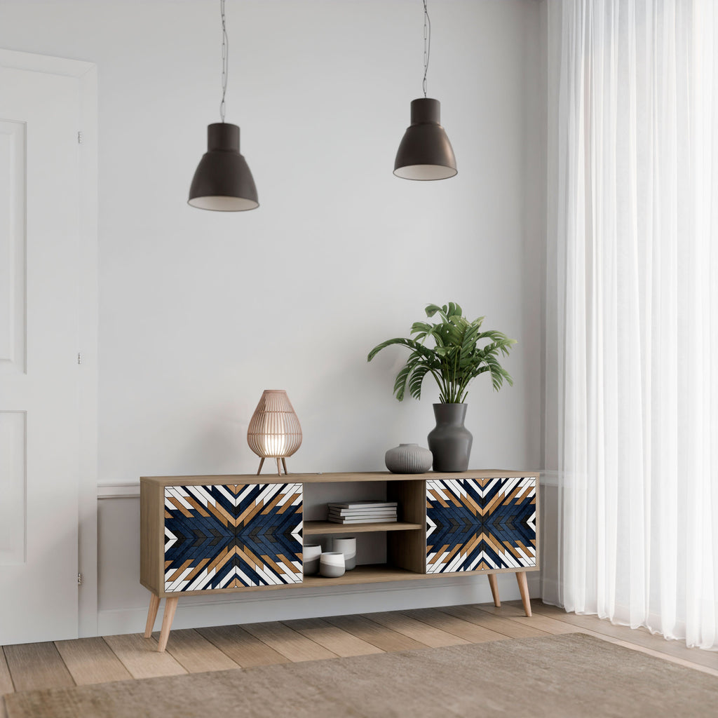 ARTFUL GEOMETRY Móvel de TV com 2 Portas em Efeito Carvalho