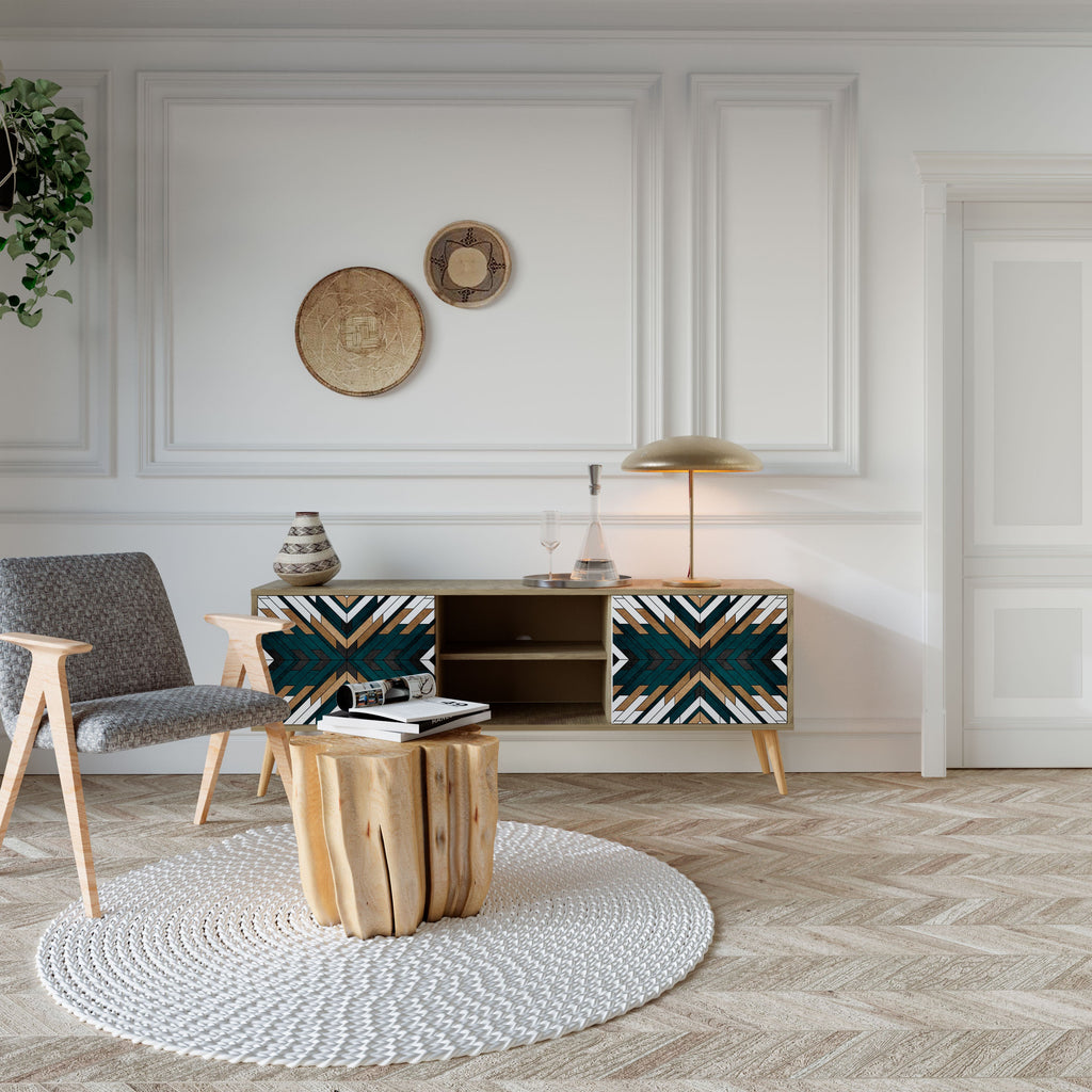 ARTISTIC GEOMETRY Móvel de TV com 2 Portas em Efeito Carvalho