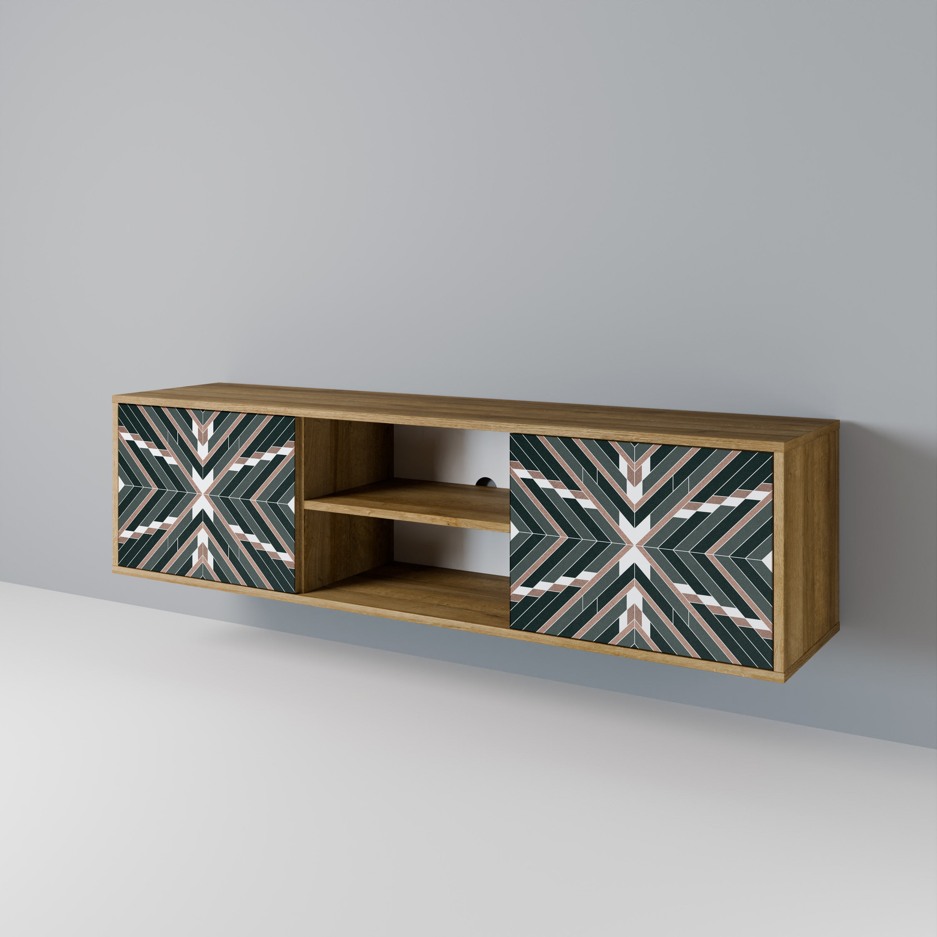 DIMENSION DELIGHTS 2-Door TV Stand in Oak Effect