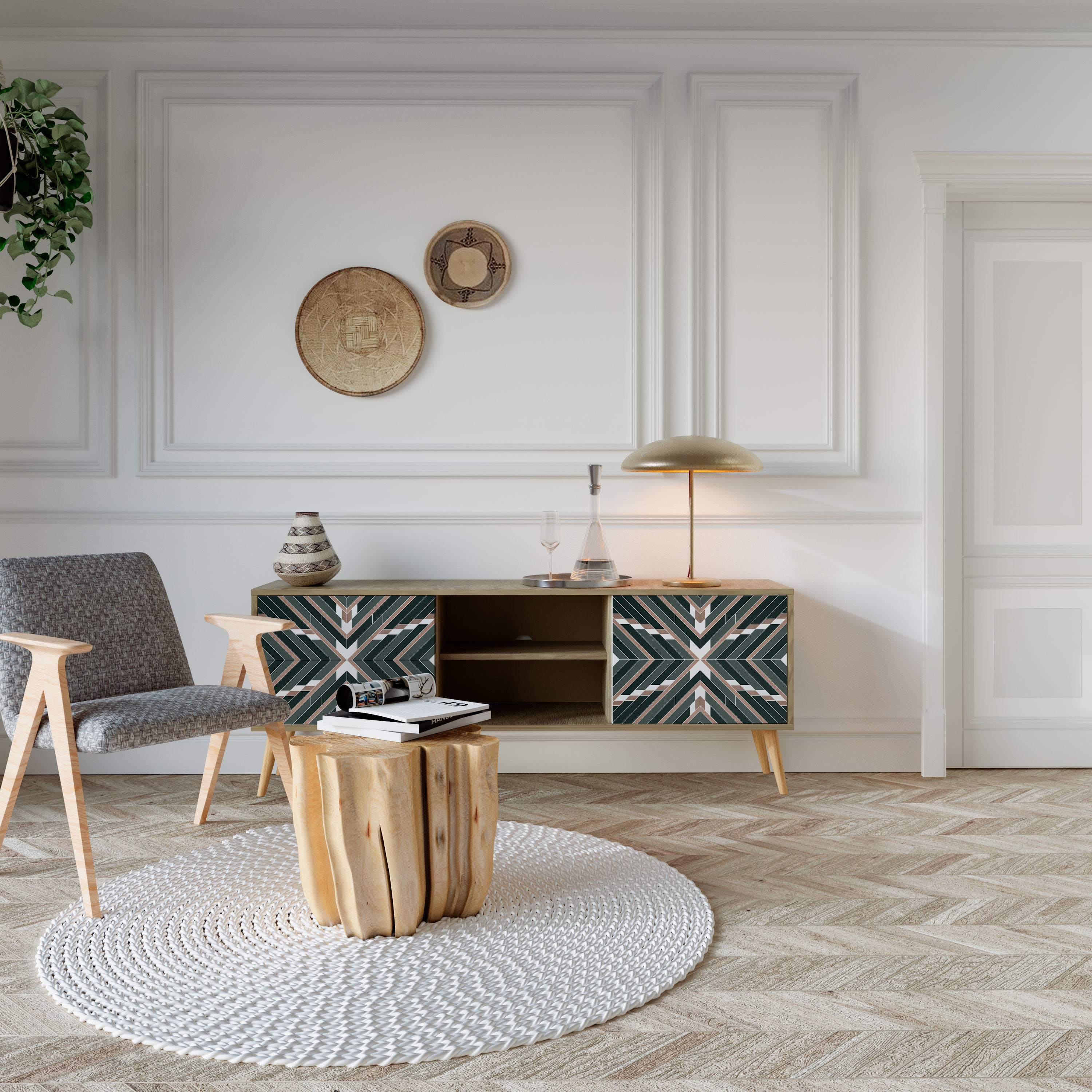 DIMENSION DELIGHTS Móvel de TV com 2 Portas em Efeito Carvalho