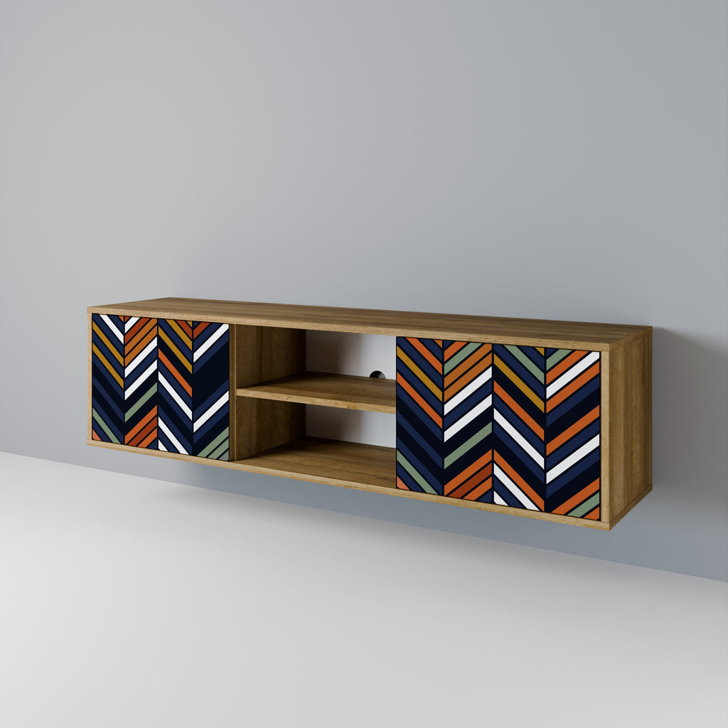 VIBRANT PATCHWORK Móvel de TV com 2 Portas em Efeito Carvalho