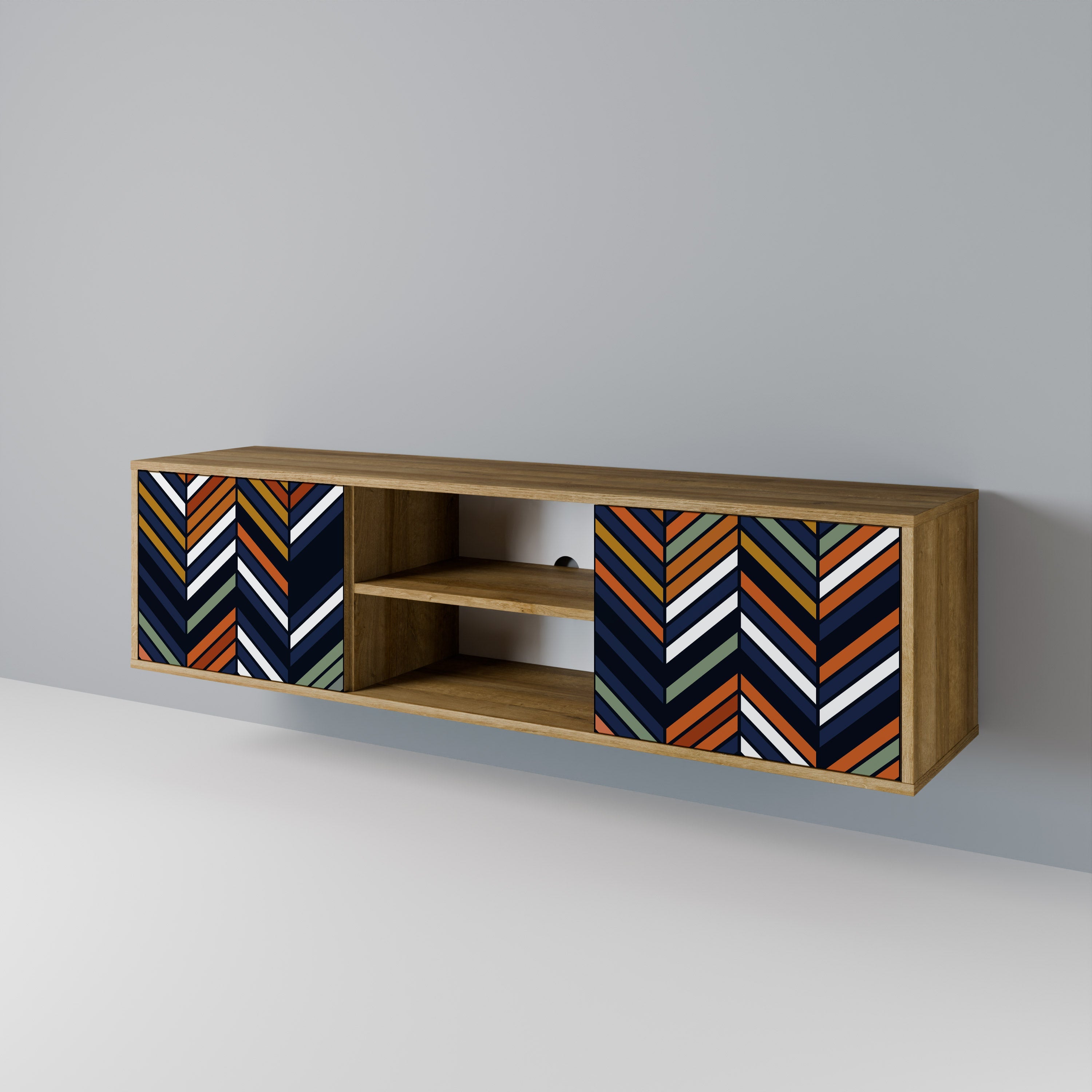 VIBRANT PATCHWORK Móvel de TV com 2 Portas em Efeito Carvalho