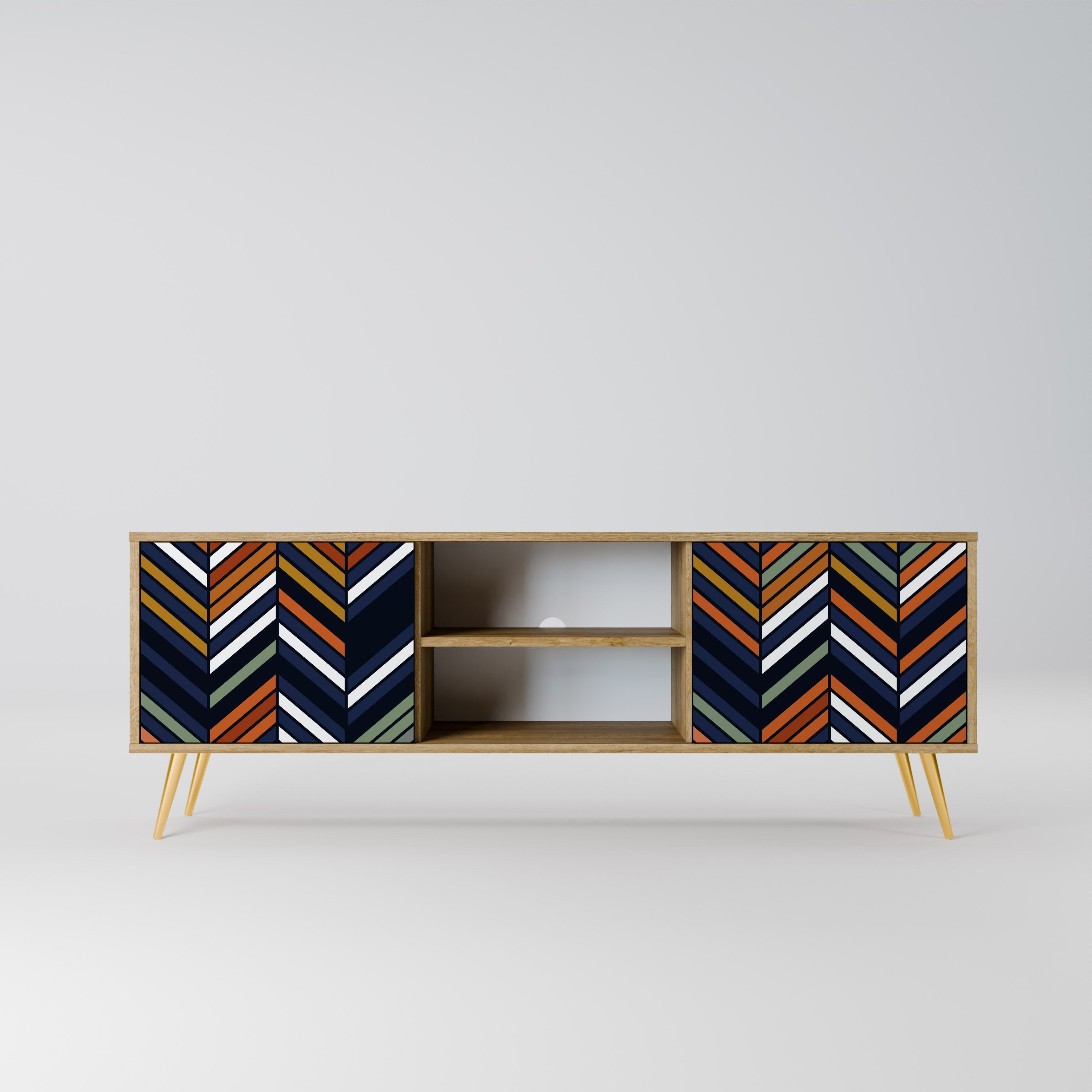 VIBRANT PATCHWORK Móvel de TV com 2 Portas em Efeito Carvalho