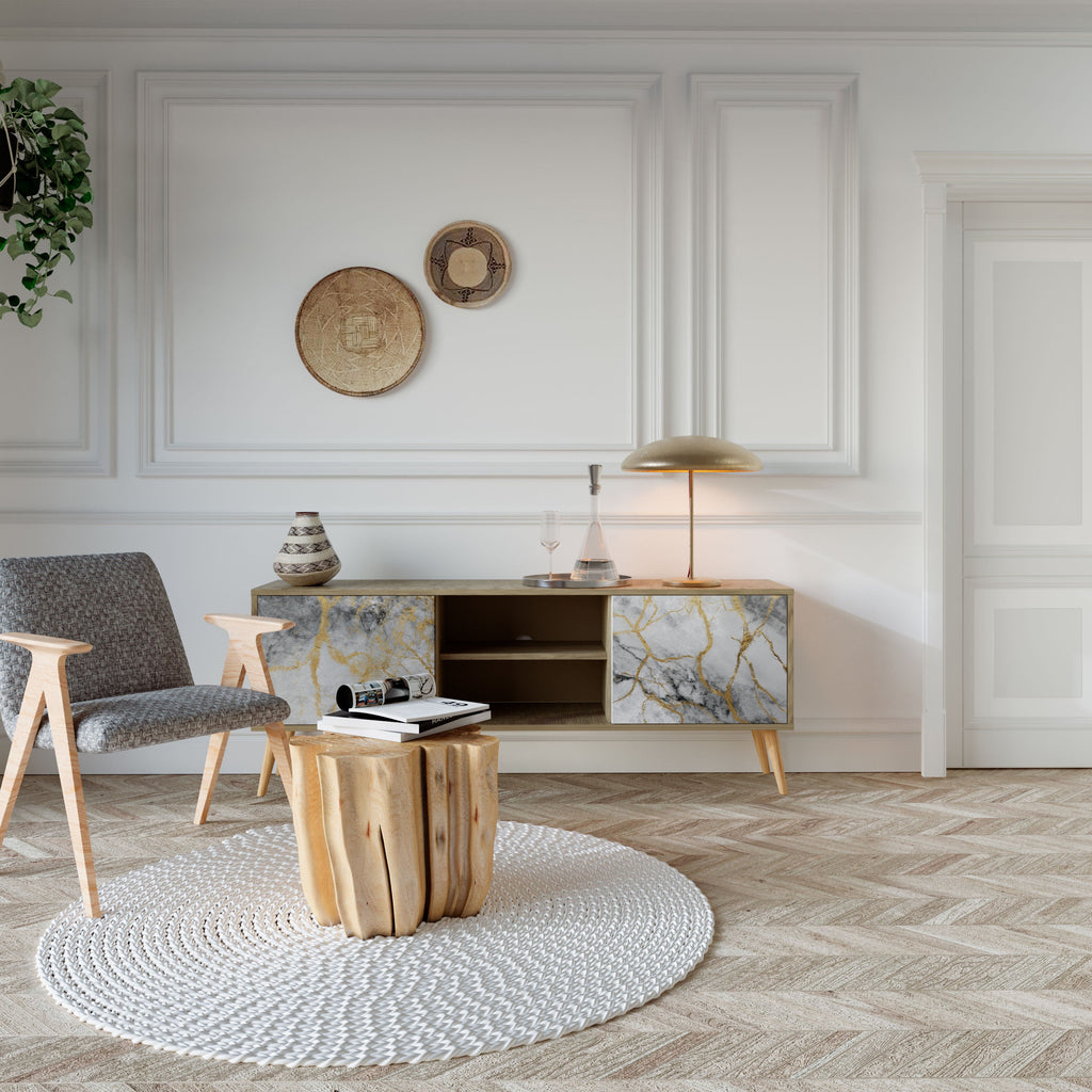 TIMELESS GLIDE Móvel de TV com 2 Portas em Efeito Carvalho