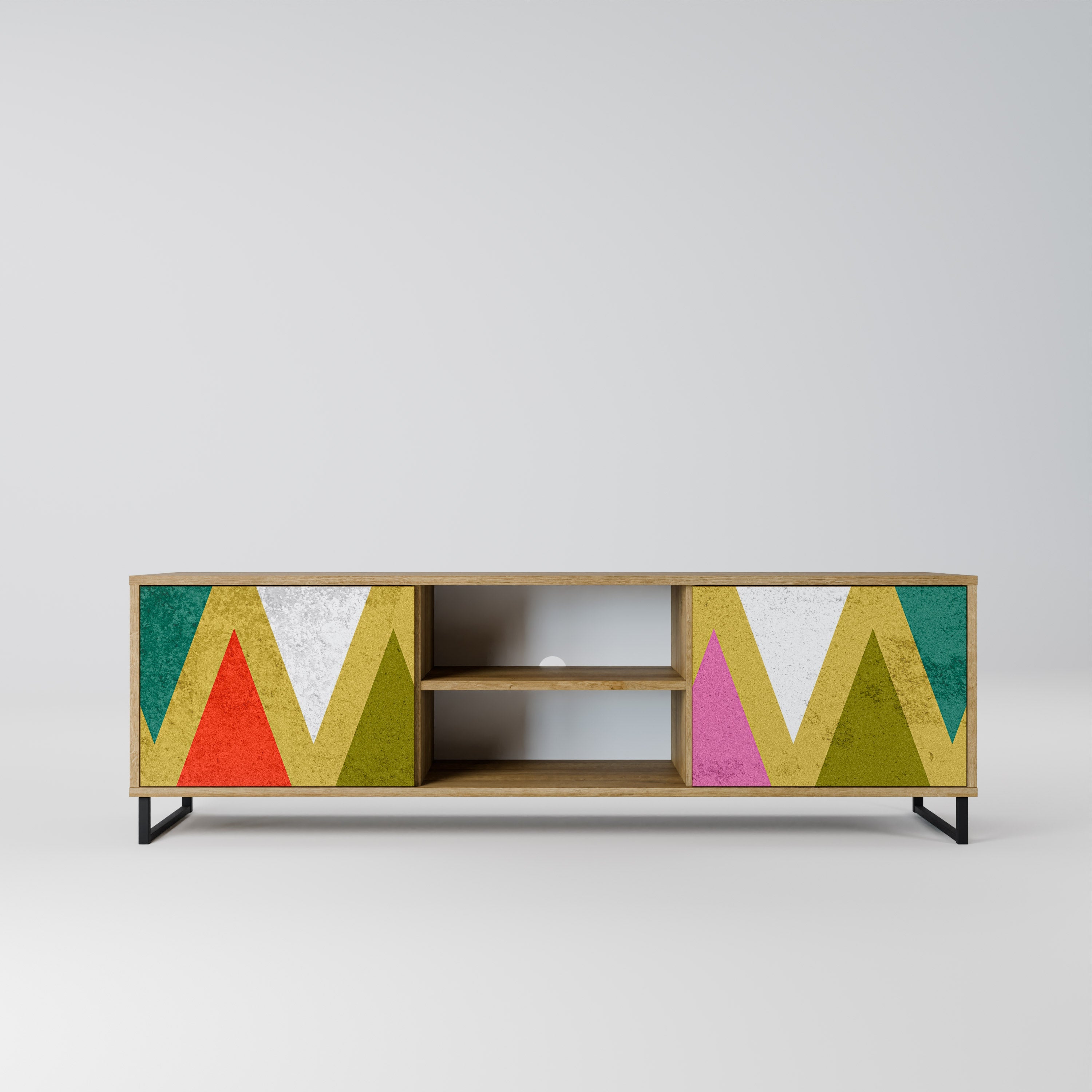 COLORFUL TRIANGLES Móvel de TV com 2 Portas em Efeito Carvalho