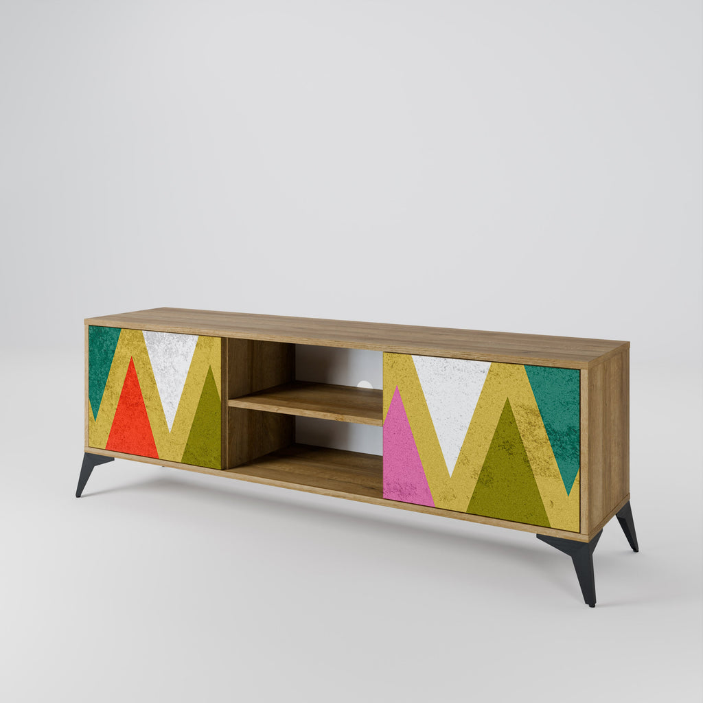 COLORFUL TRIANGLES Móvel de TV com 2 Portas em Efeito Carvalho
