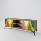 COLORFUL TRIANGLES Móvel de TV com 2 Portas em Efeito Carvalho