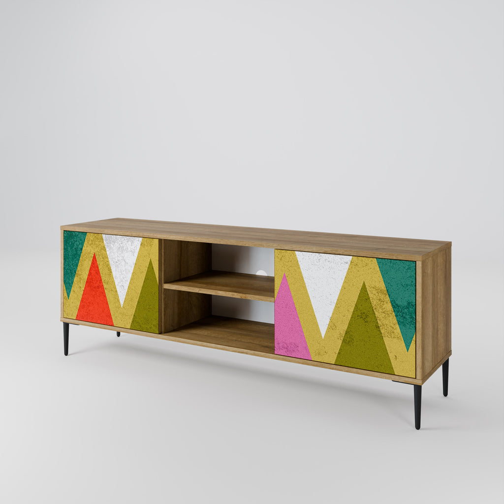 COLORFUL TRIANGLES Móvel de TV com 2 Portas em Efeito Carvalho