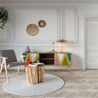 COLORFUL TRIANGLES Móvel de TV com 2 Portas em Efeito Carvalho