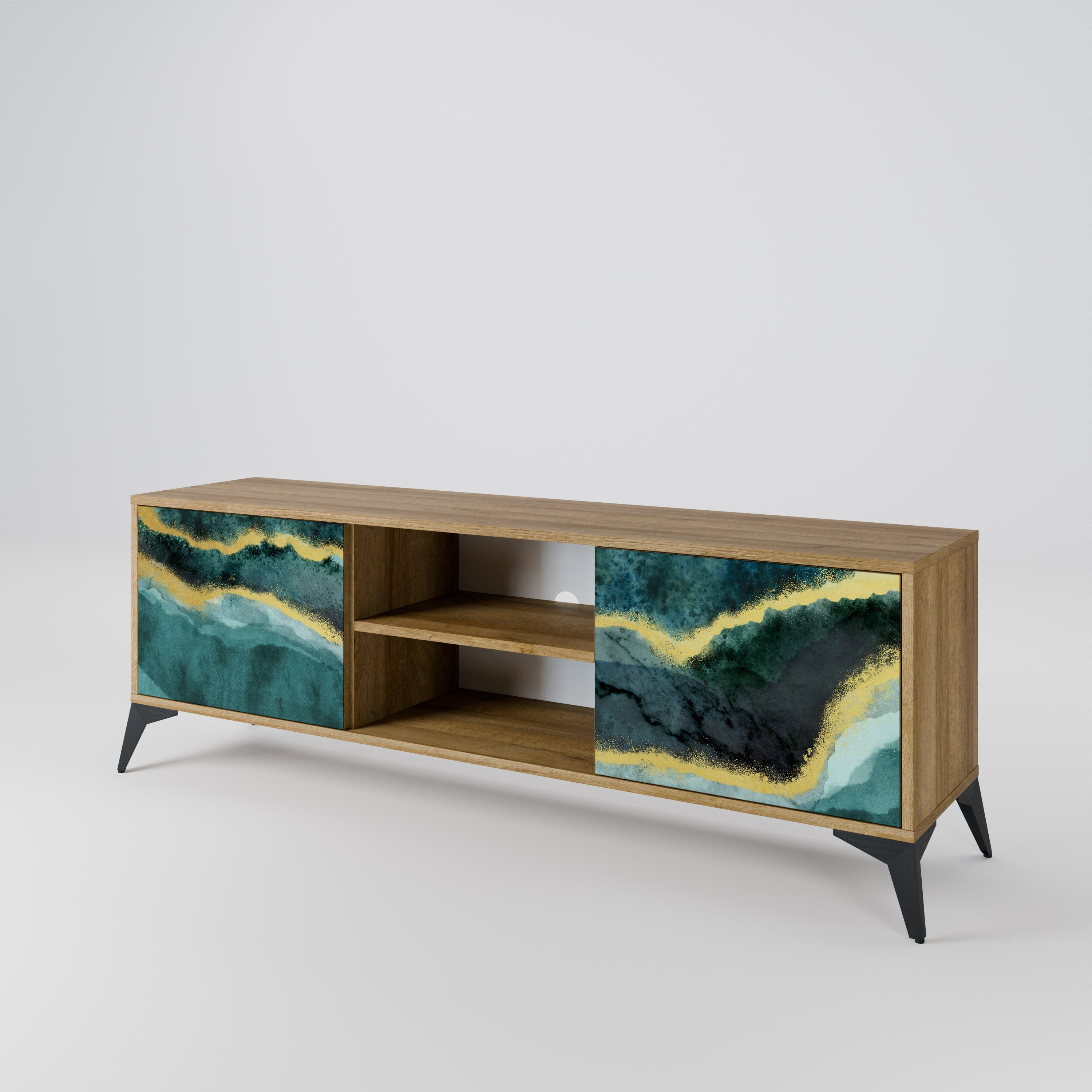 GOLDRUSH ODYSSEY 2-Door TV Stand in Oak Effect