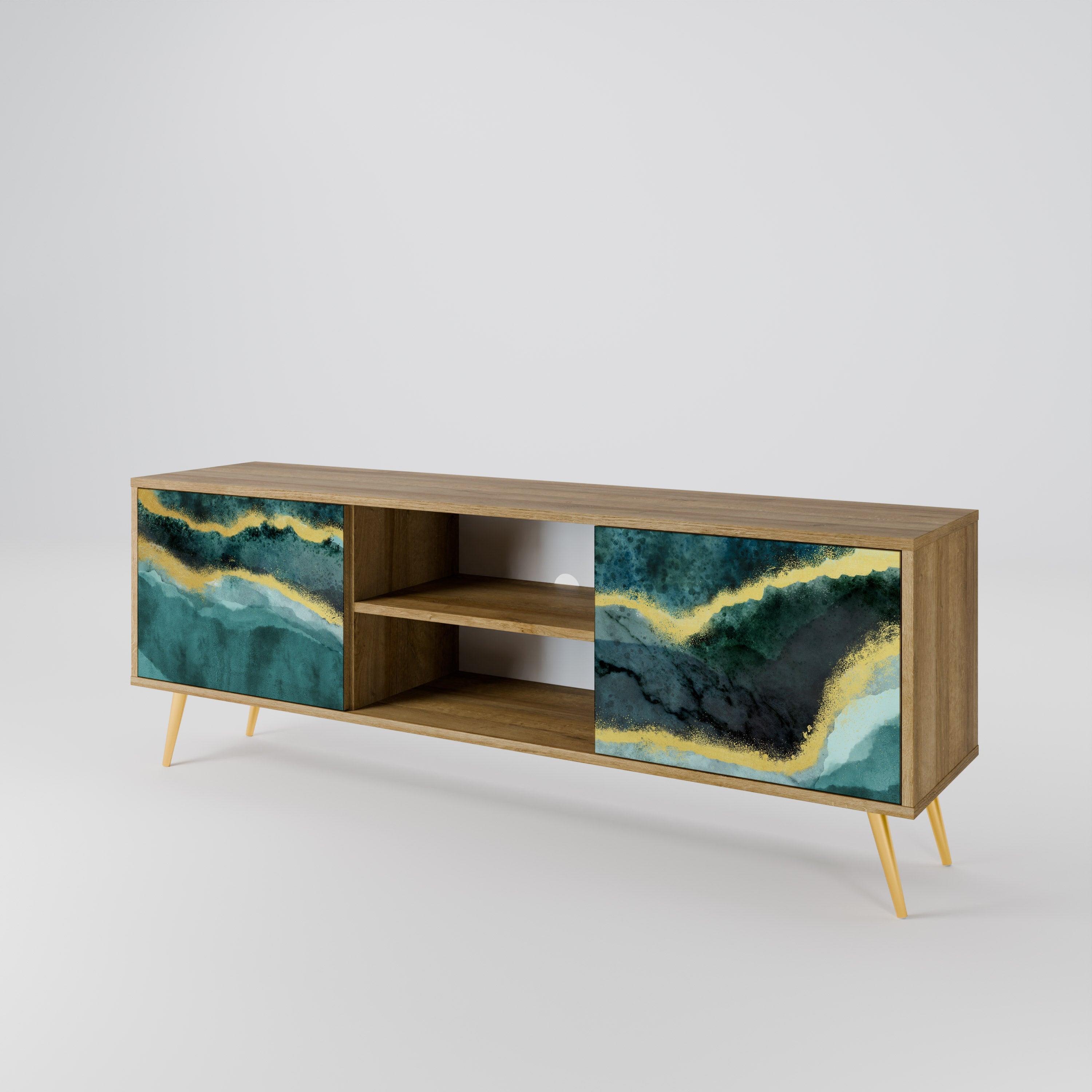 GOLDRUSH ODYSSEY 2-Door TV Stand in Oak Effect