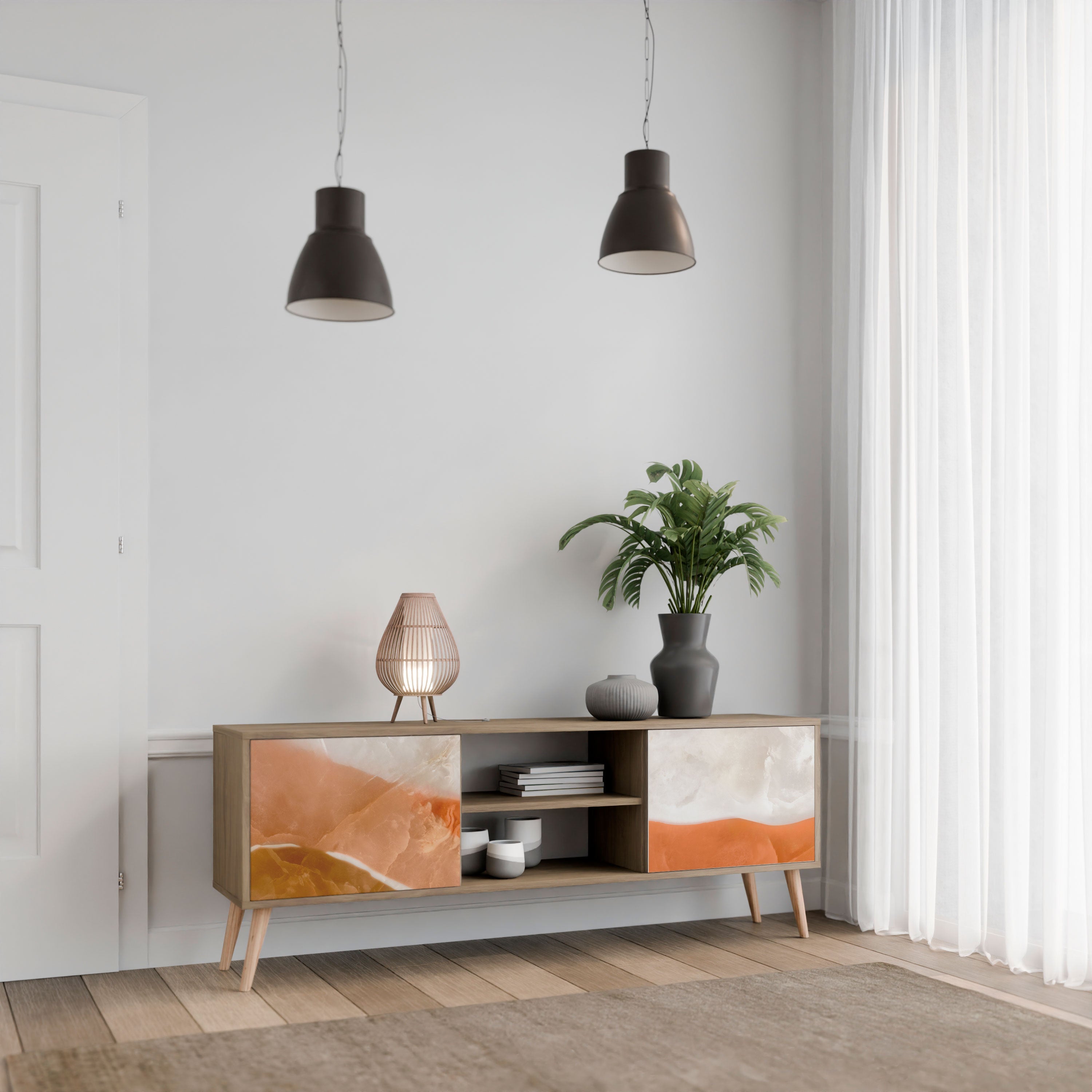 SANDHILLS SPLENDOUR Móvel de TV com 2 Portas em Efeito Carvalho