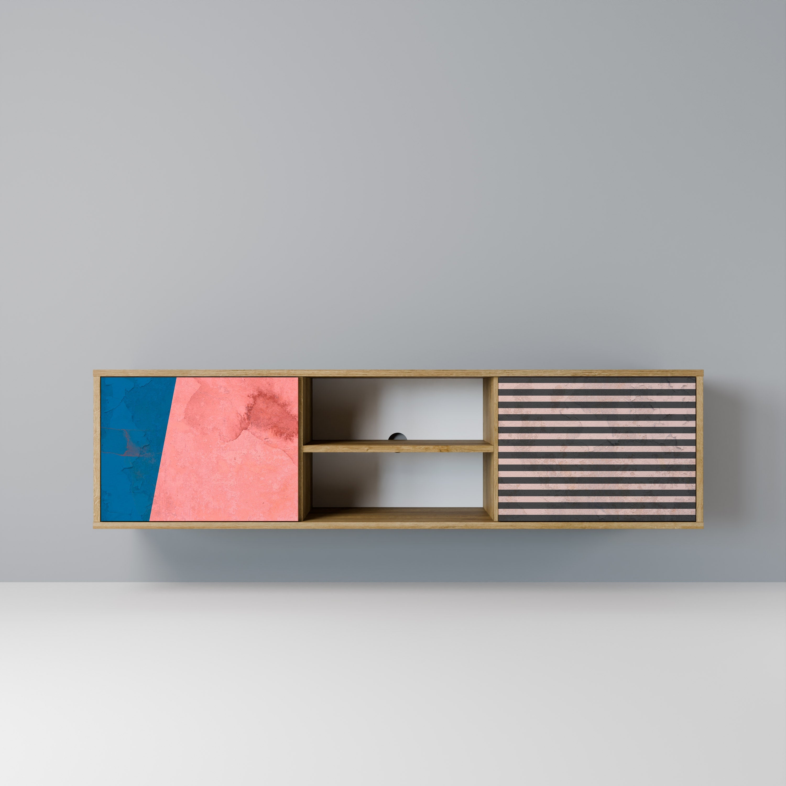 GLAMOROUS STRIPE Móvel de TV com 2 Portas em Efeito Carvalho