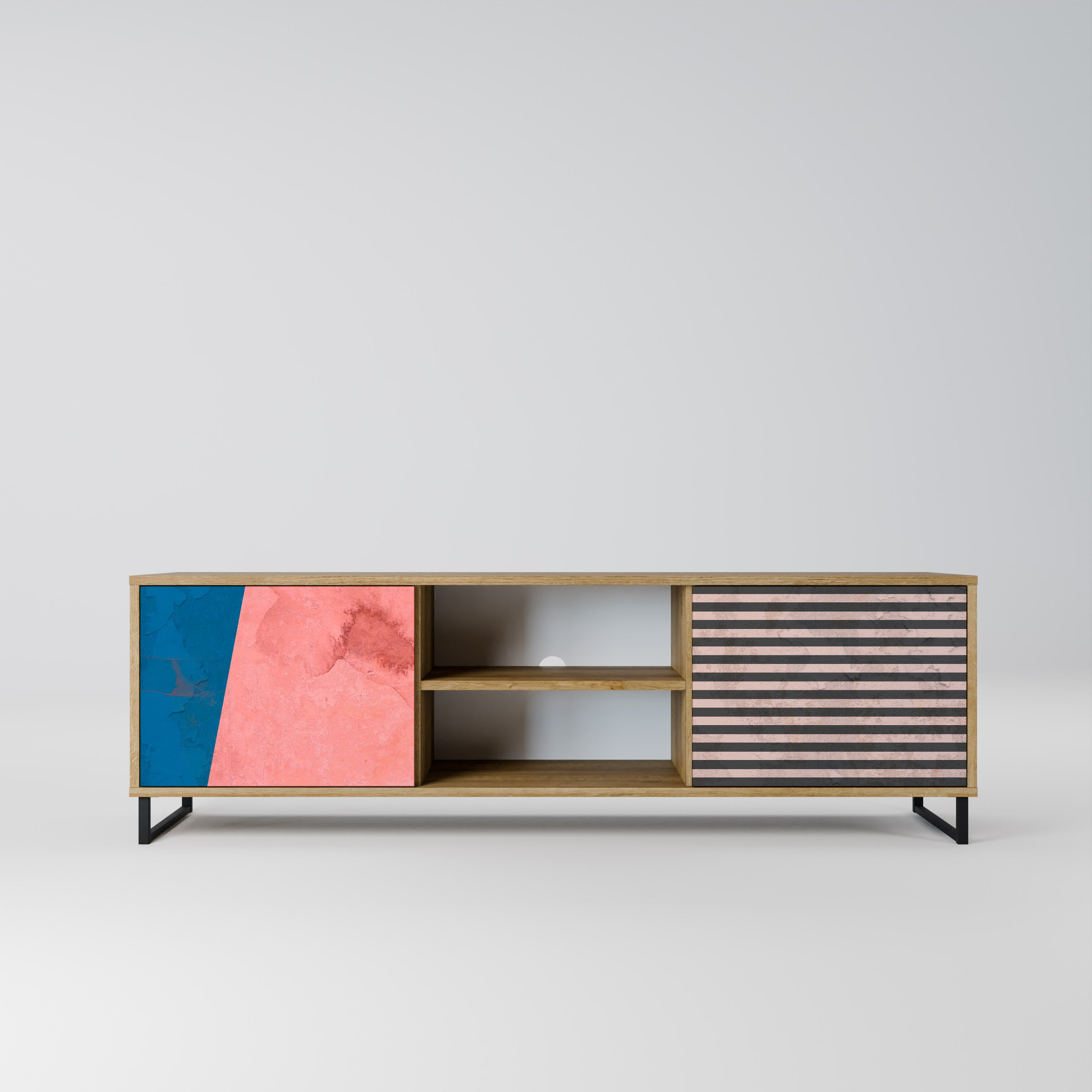 GLAMOROUS STRIPE Móvel de TV com 2 Portas em Efeito Carvalho