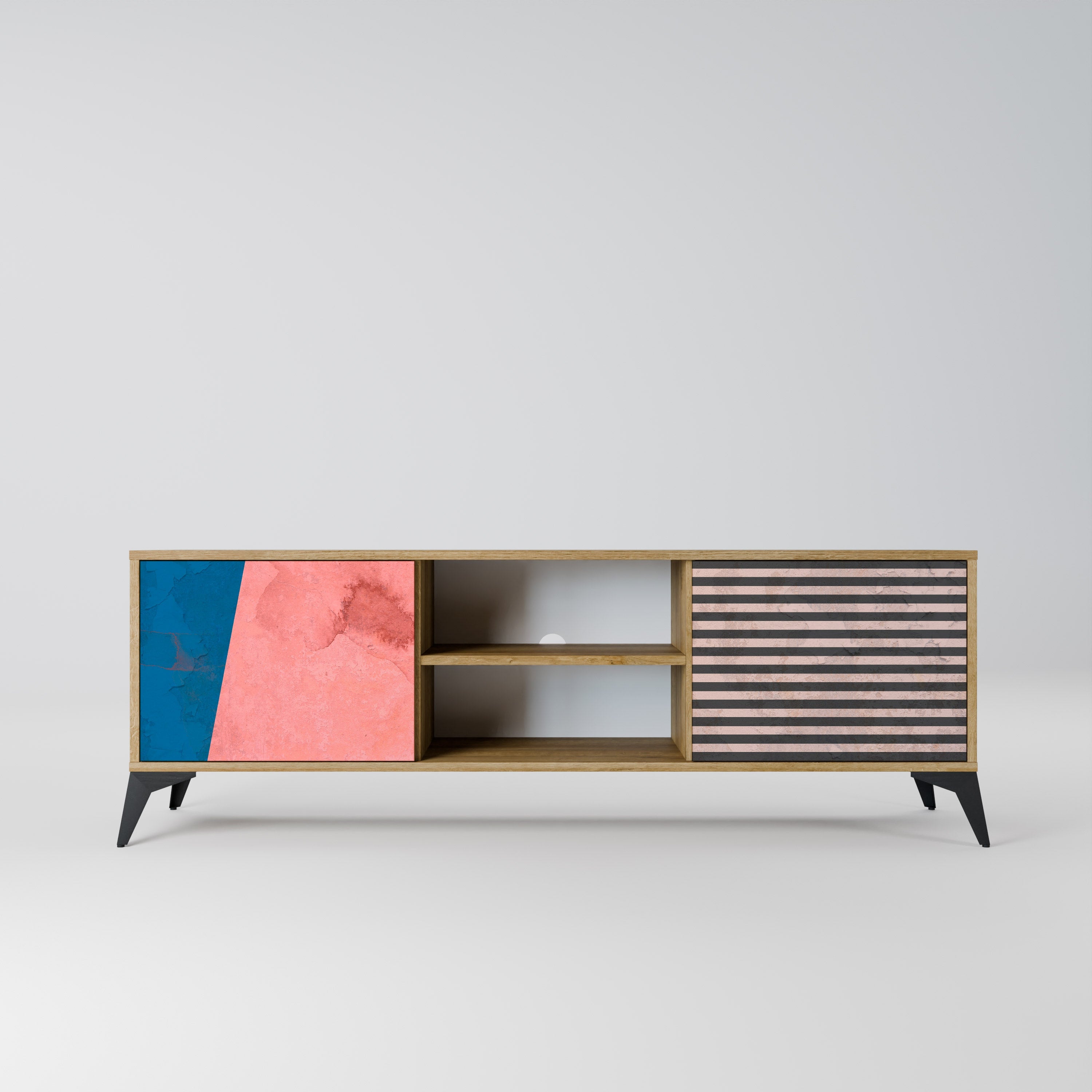 GLAMOROUS STRIPE Móvel de TV com 2 Portas em Efeito Carvalho