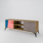 GLAMOROUS STRIPE Móvel de TV com 2 Portas em Efeito Carvalho