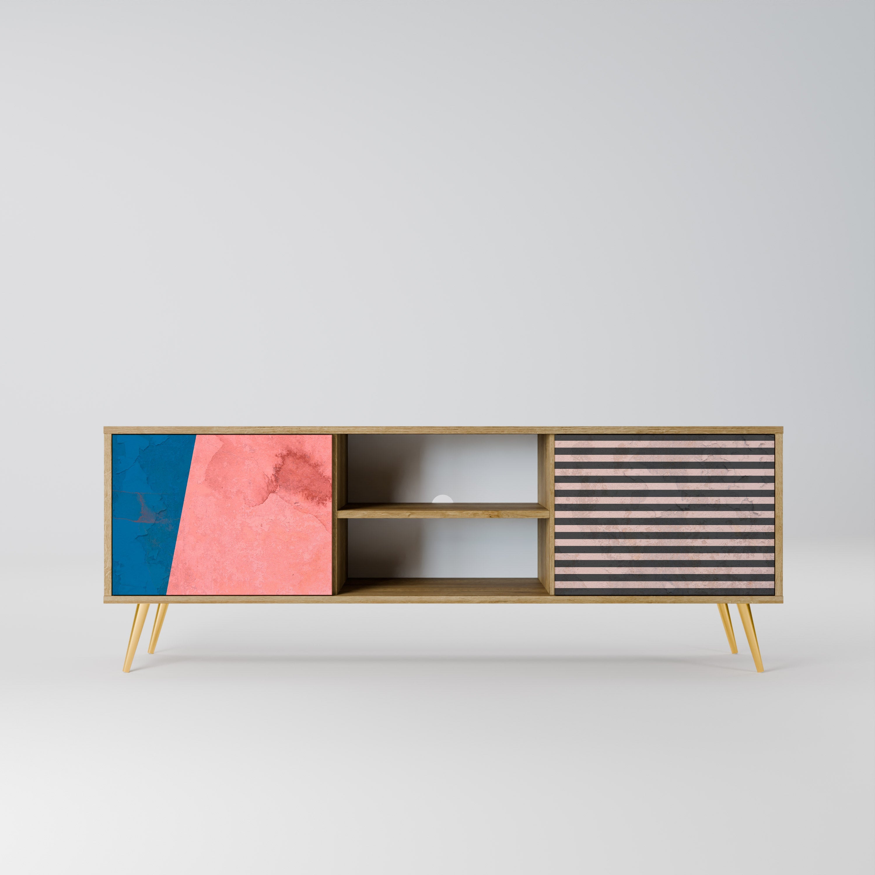 GLAMOROUS STRIPE Móvel de TV com 2 Portas em Efeito Carvalho