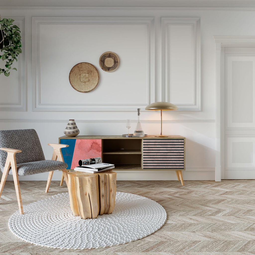 GLAMOROUS STRIPE Móvel de TV com 2 Portas em Efeito Carvalho