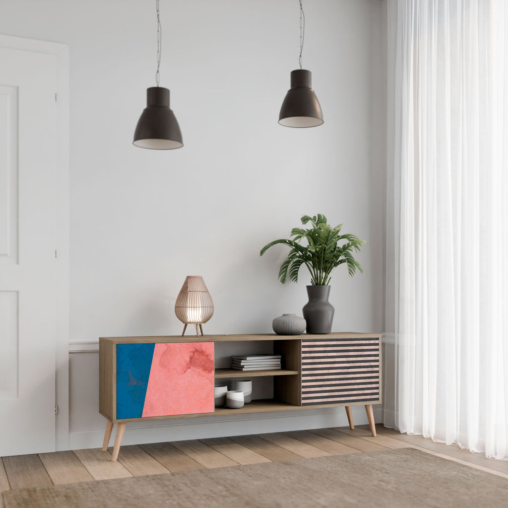 GLAMOROUS STRIPE Móvel de TV com 2 Portas em Efeito Carvalho