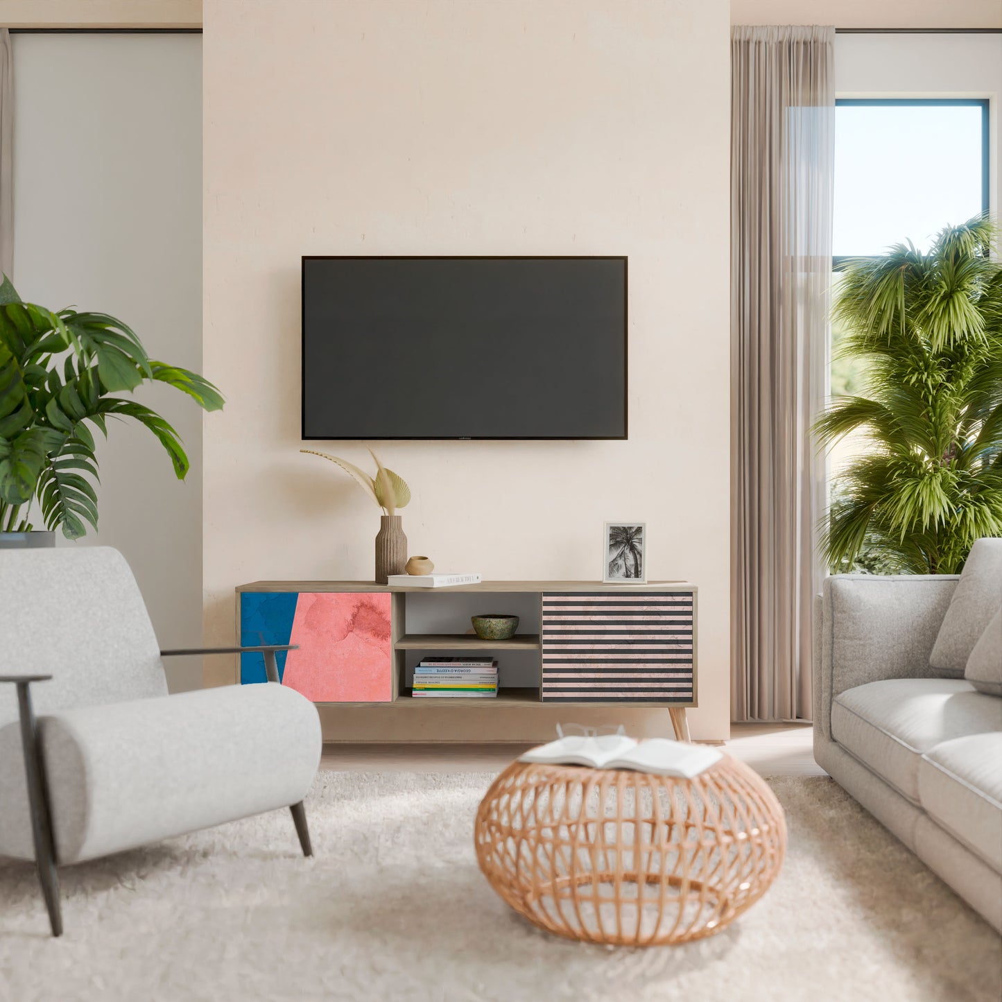GLAMOROUS STRIPE Móvel de TV de 2 Portas