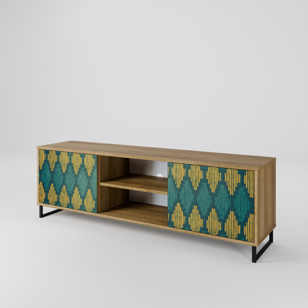 POLYGONS 2-Door TV Stand in Oak Effect