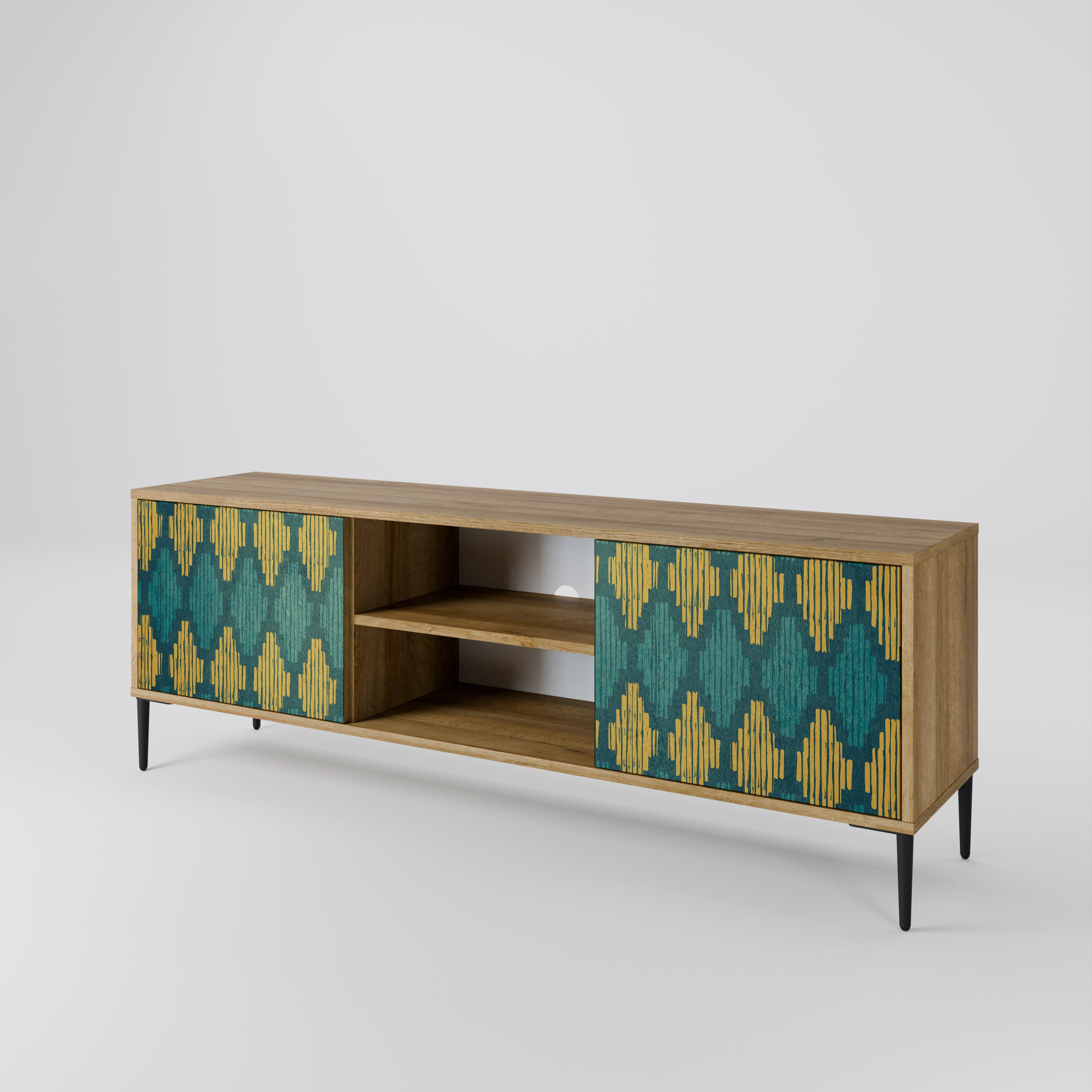 POLYGONS 2-Door TV Stand in Oak Effect