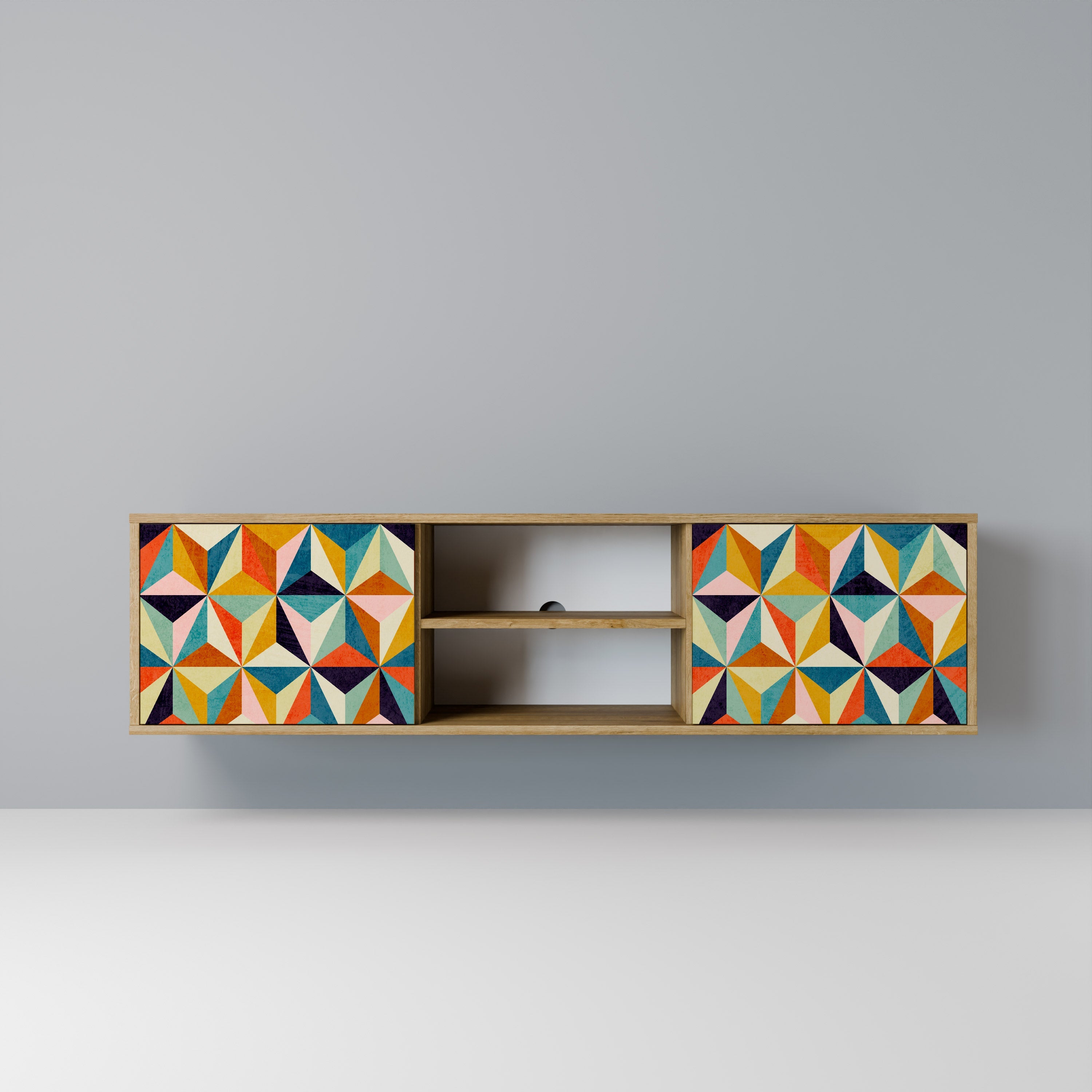 TESSELATE TREASURES Móvel de TV com 2 Portas em Efeito Carvalho
