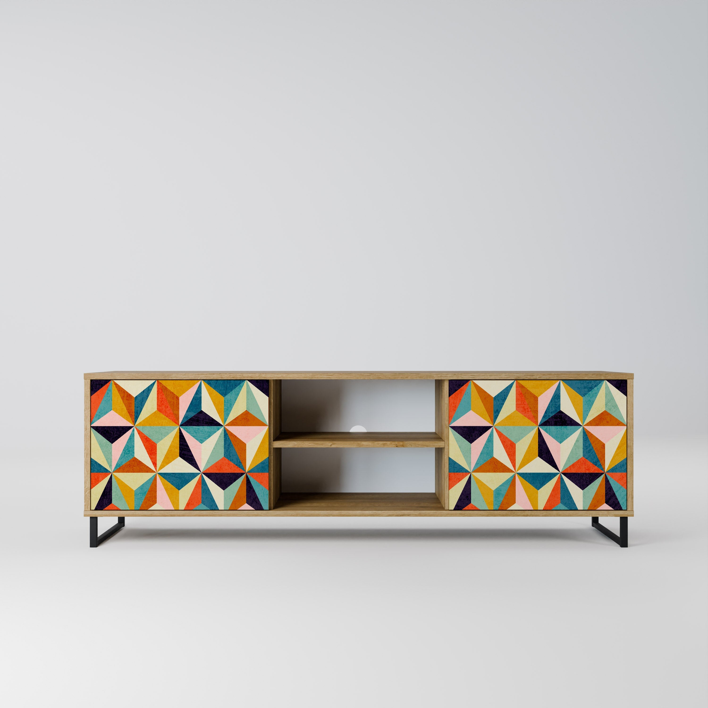 TESSELATE TREASURES Móvel de TV com 2 Portas em Efeito Carvalho