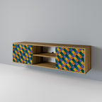 PAINTED SQUARES MIX Móvel de TV com 2 Portas em Efeito Carvalho