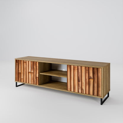 NATURAL WOOD 2-Door TV Cabinet
