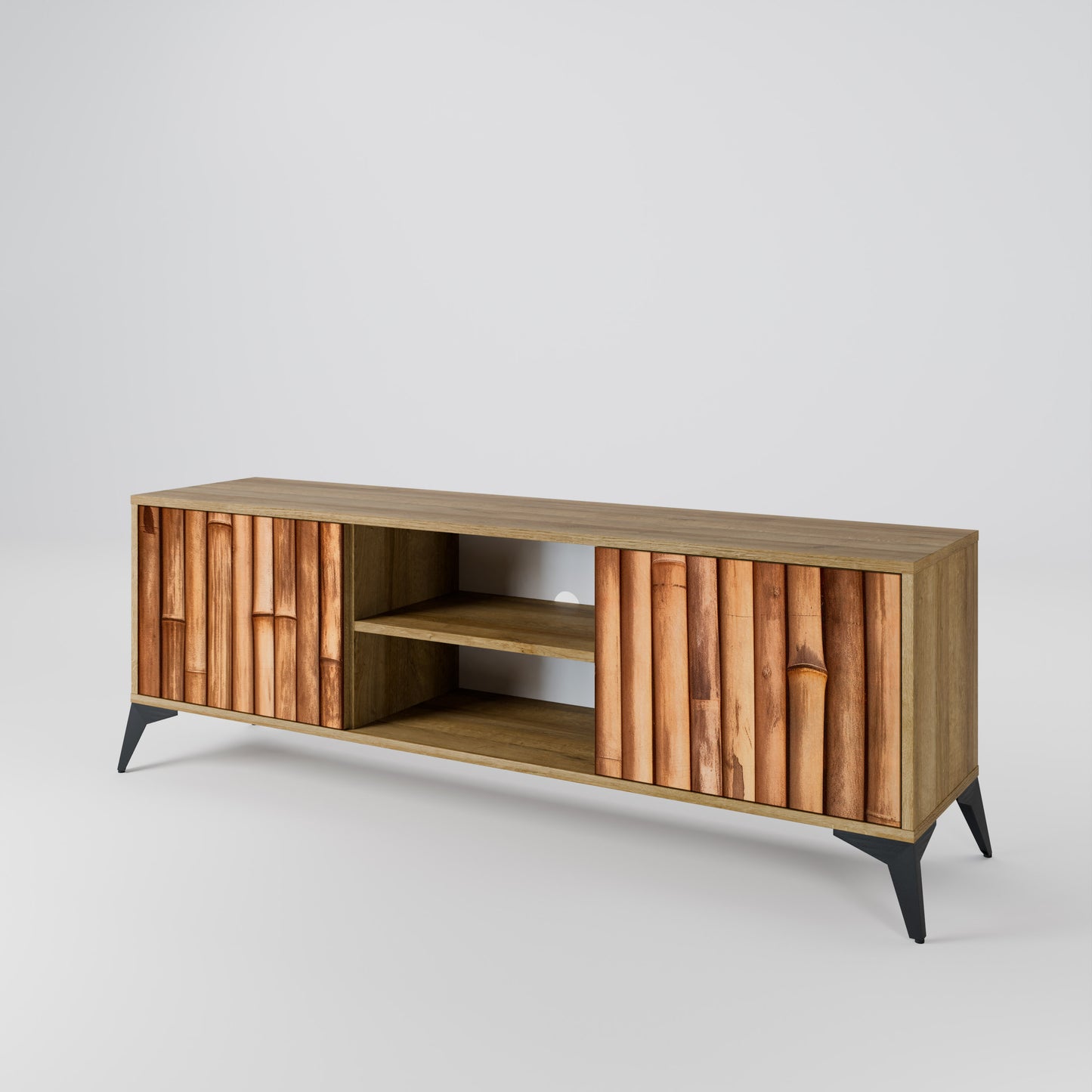 NATURAL WOOD 2-Door TV Cabinet