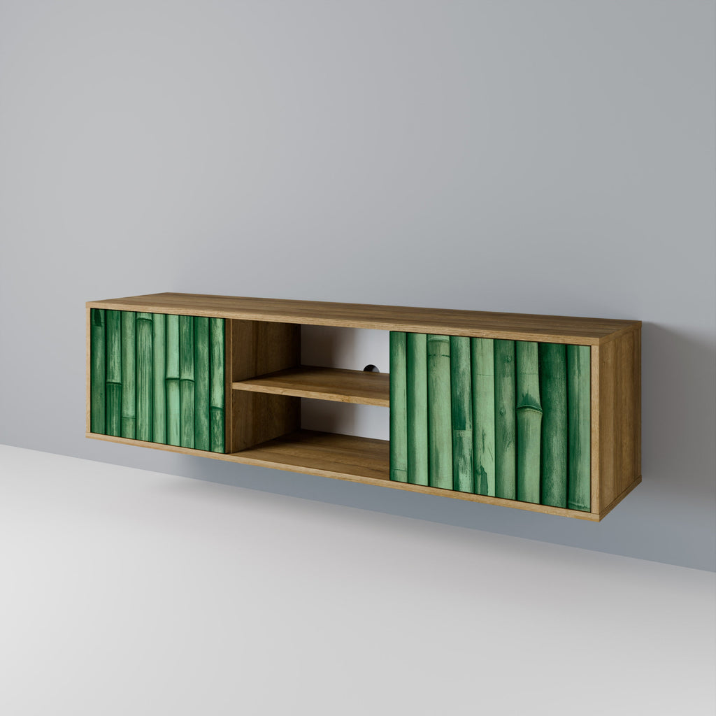 NATURAL GREEN 2-Door TV Stand in Oak Effect