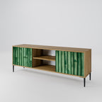 NATURAL GREEN 2-Door TV Stand in Oak Effect