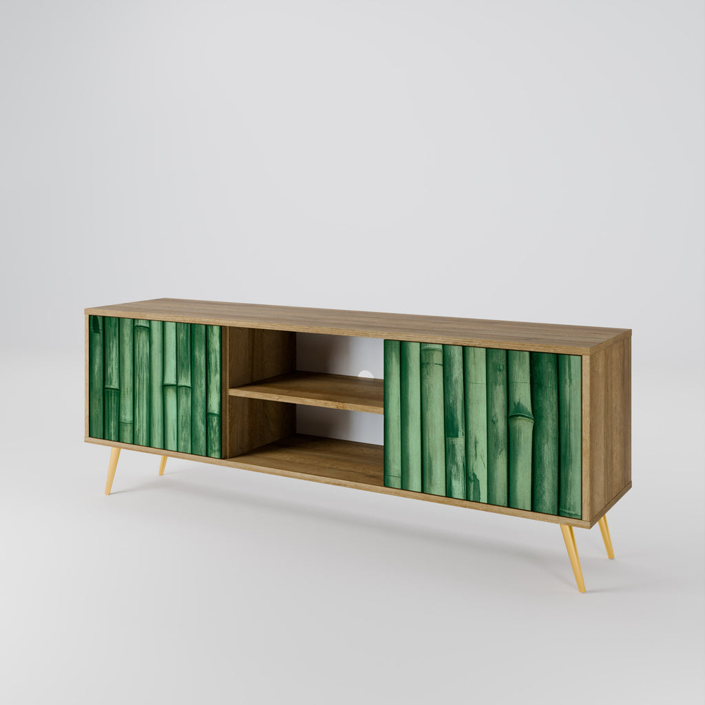 NATURAL GREEN 2-Door TV Stand in Oak Effect