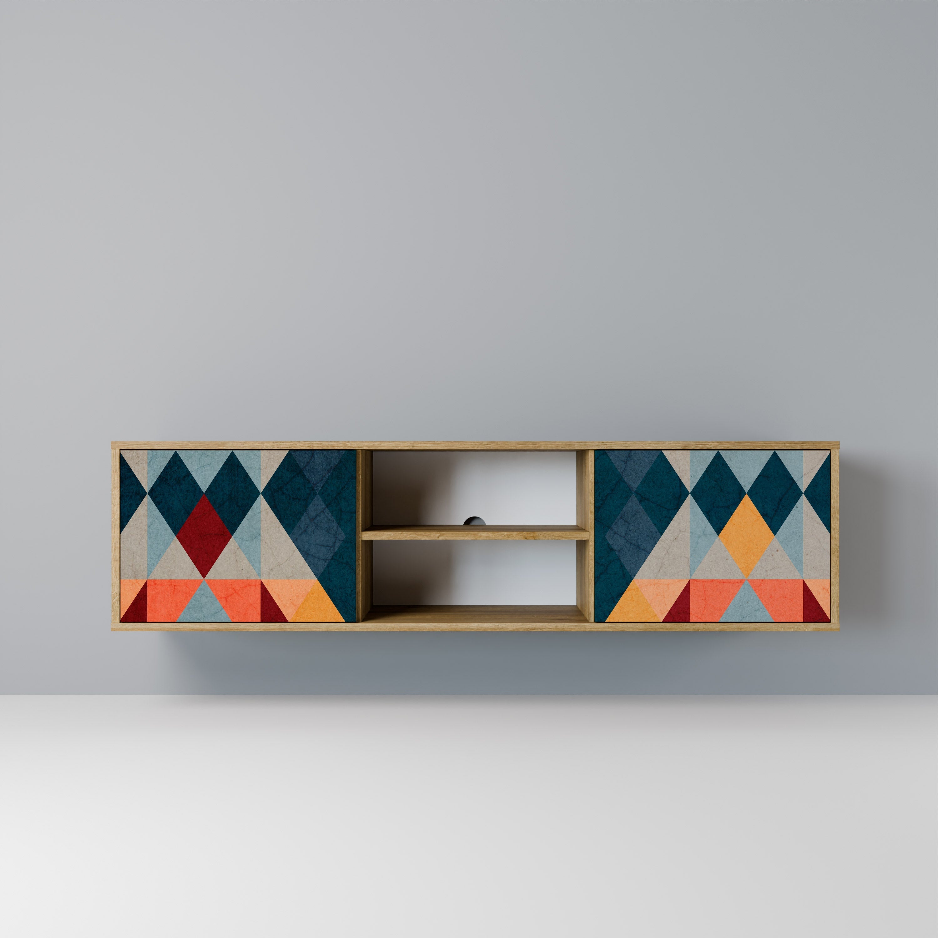 CRACKED ILLUSION Móvel de TV com 2 Portas em Efeito Carvalho