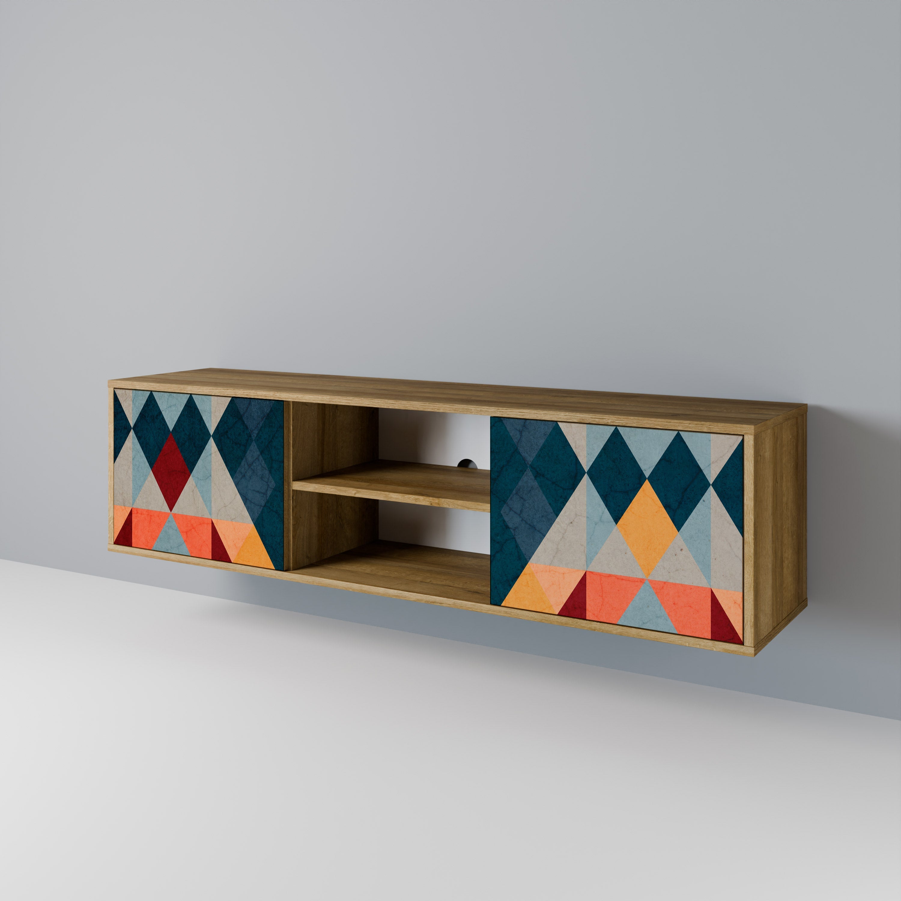 CRACKED ILLUSION Móvel de TV com 2 Portas em Efeito Carvalho